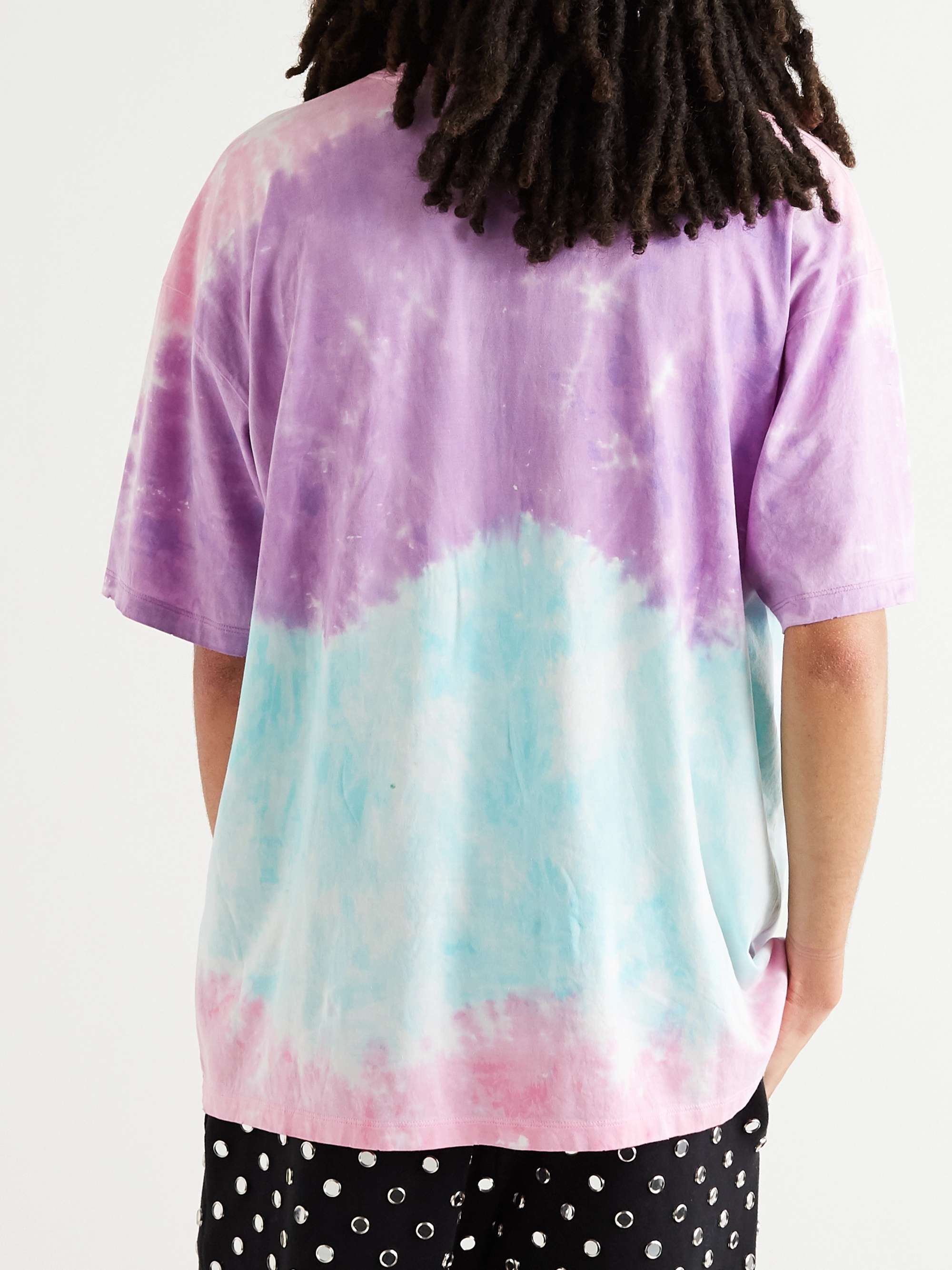 CELINE HOMME Oversized Logo-Print Tie-Dyed Cotton-Jersey T-Shirt