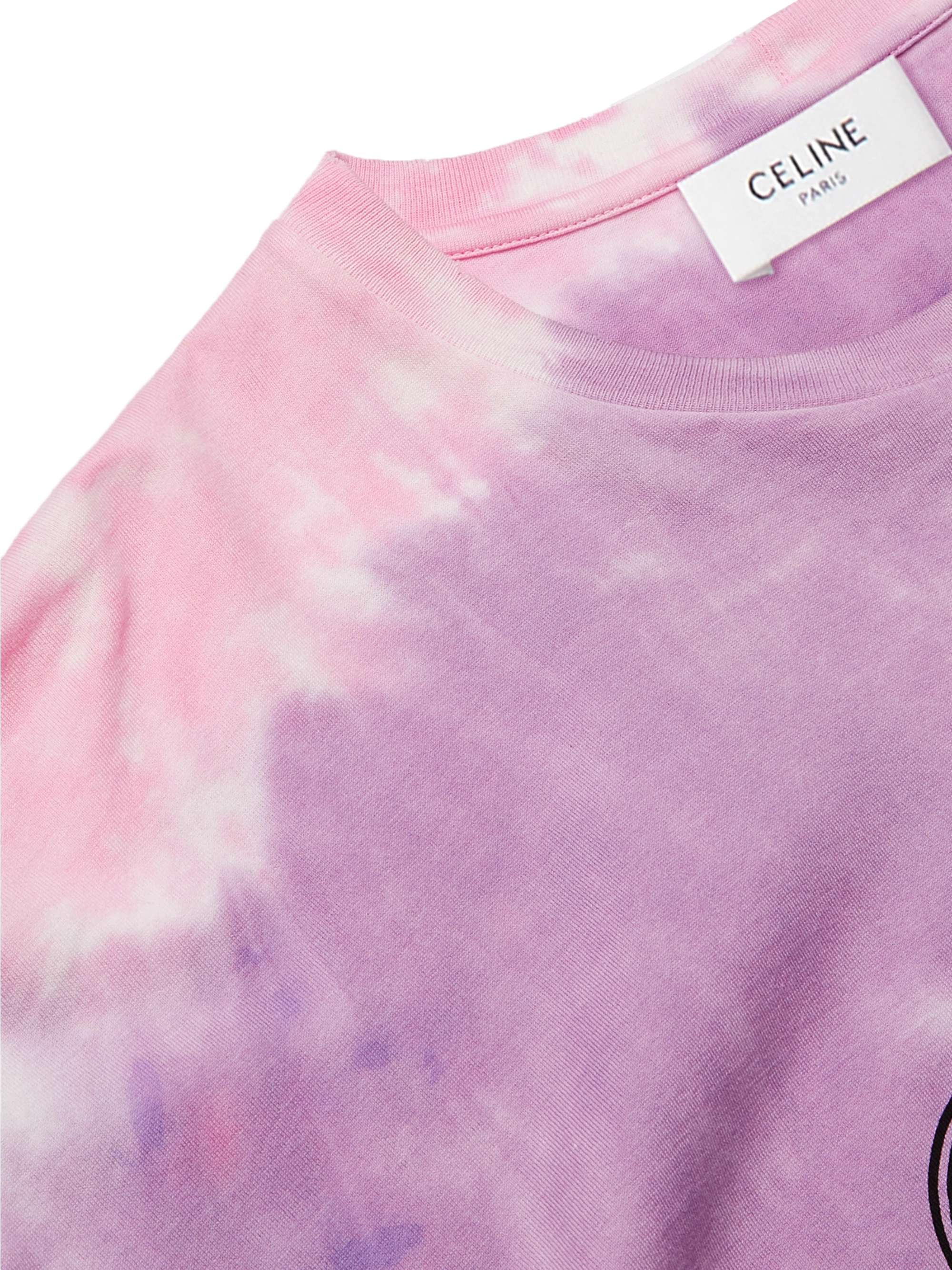 CELINE HOMME Oversized Logo-Print Tie-Dyed Cotton-Jersey T-Shirt