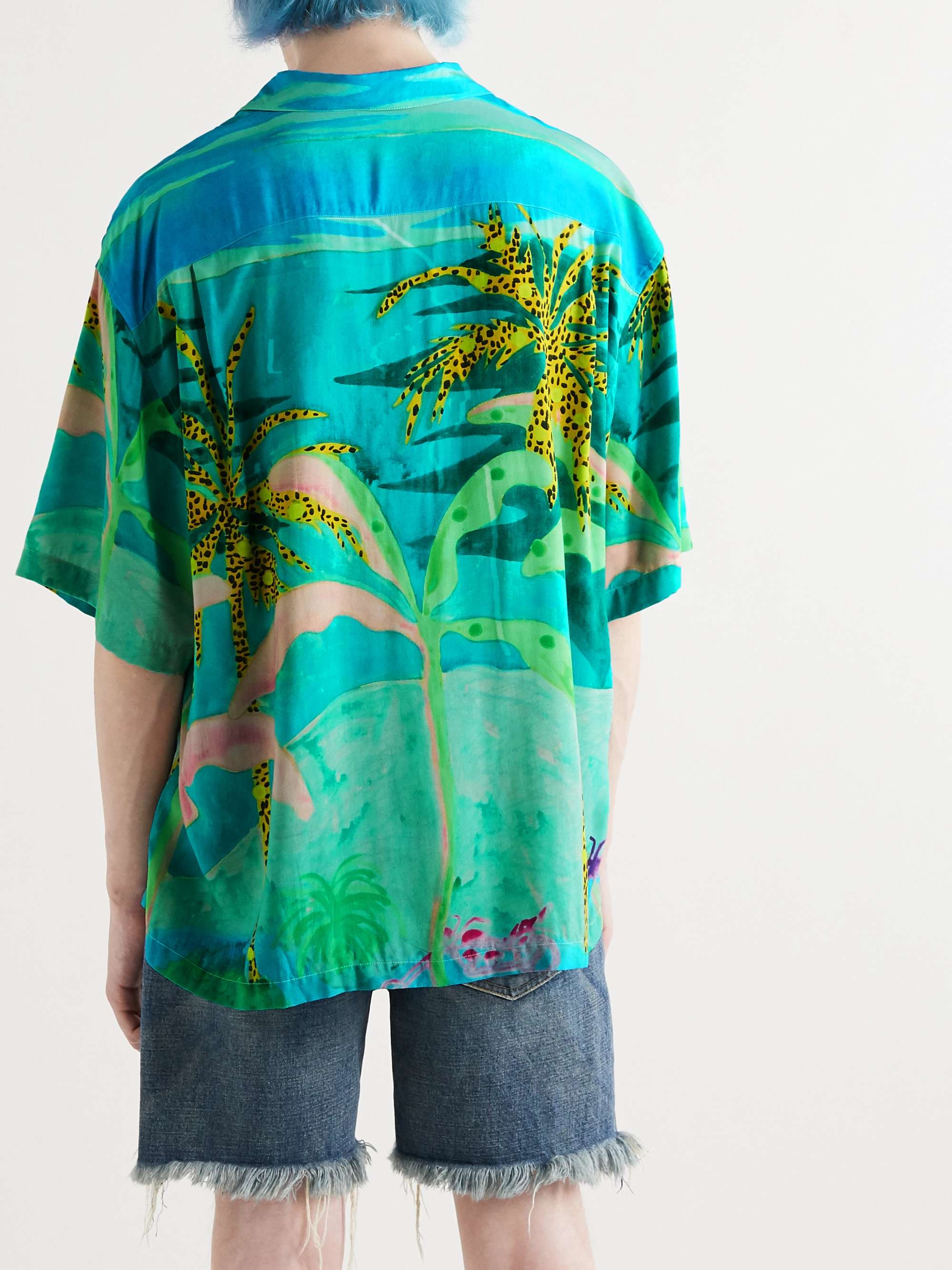 CELINE + Tyson Reeder Camp-Collar Printed Voile Shirt