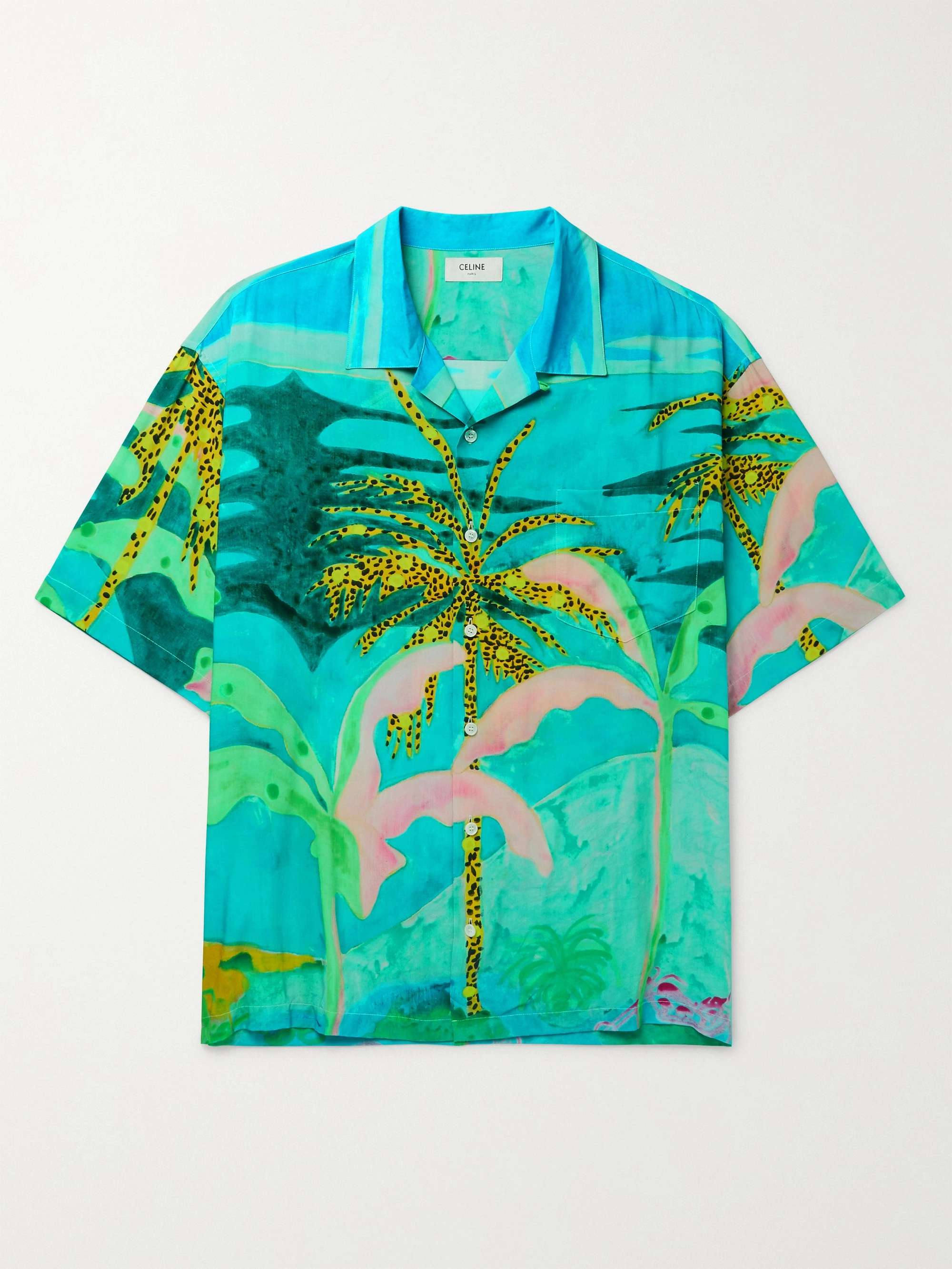 CELINE + Tyson Reeder Camp-Collar Printed Voile Shirt