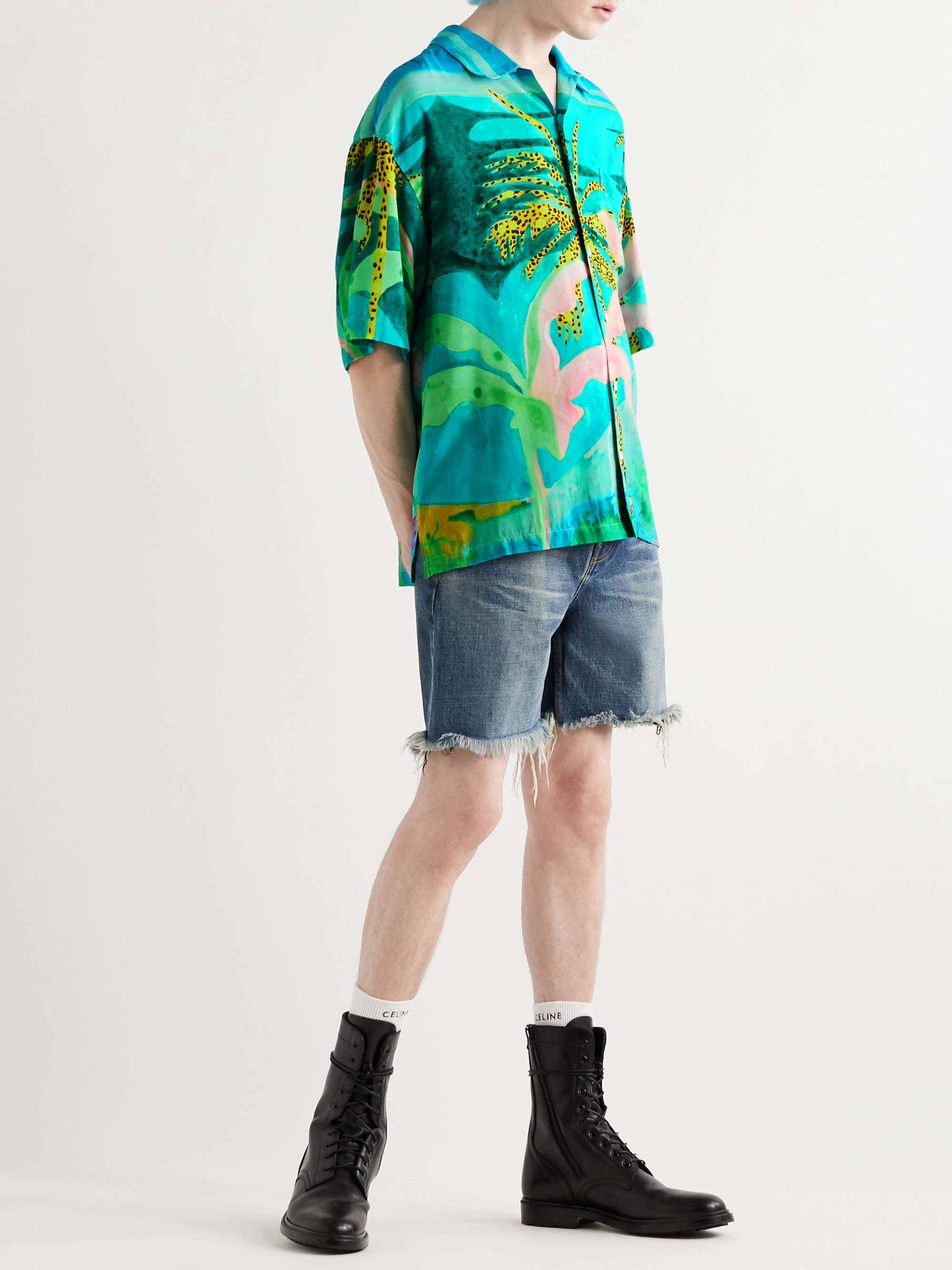 CELINE + Tyson Reeder Camp-Collar Printed Voile Shirt