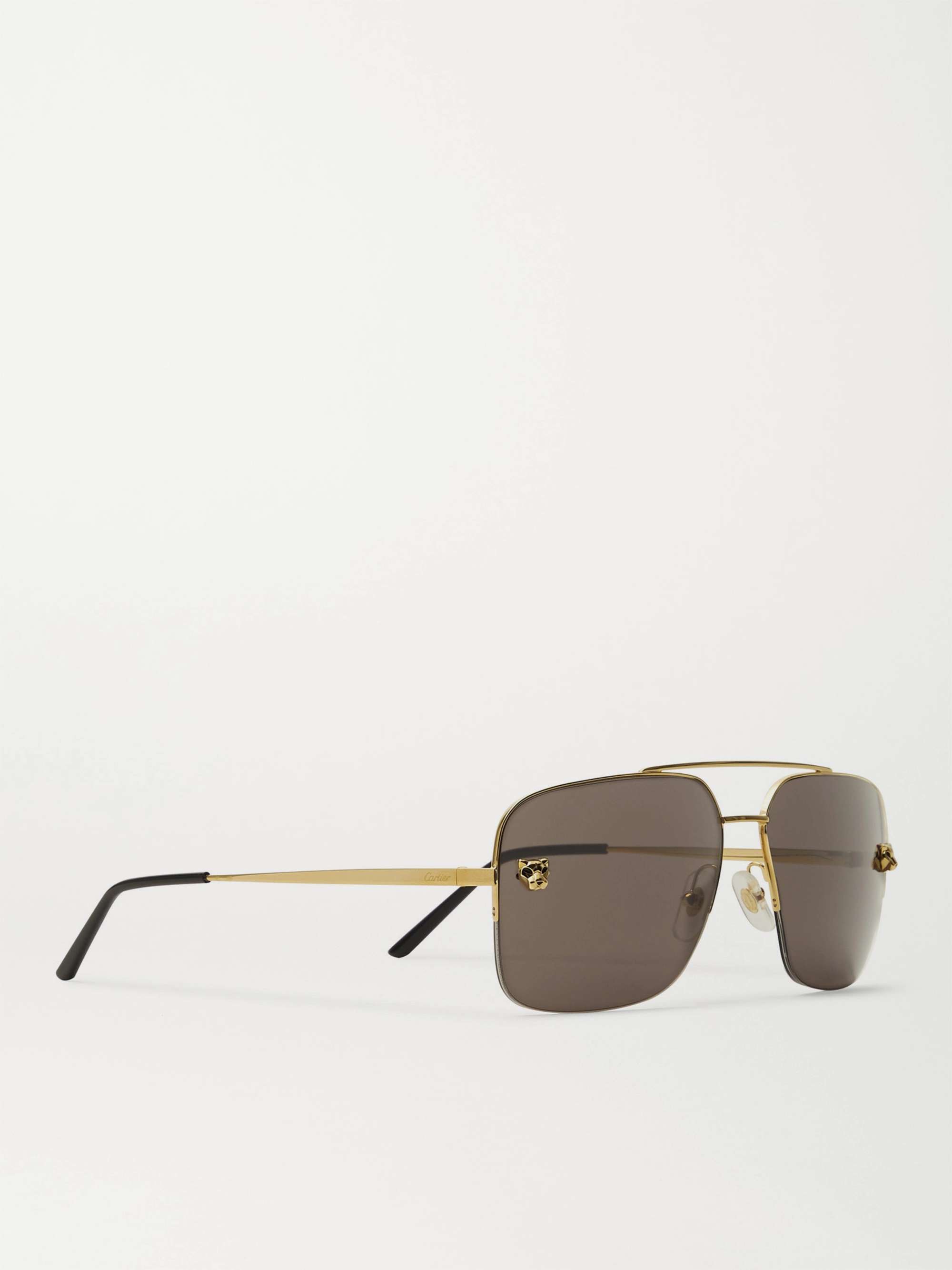 CARTIER EYEWEAR Aviator-Style Gold-Tone Titanium Optical Glasses