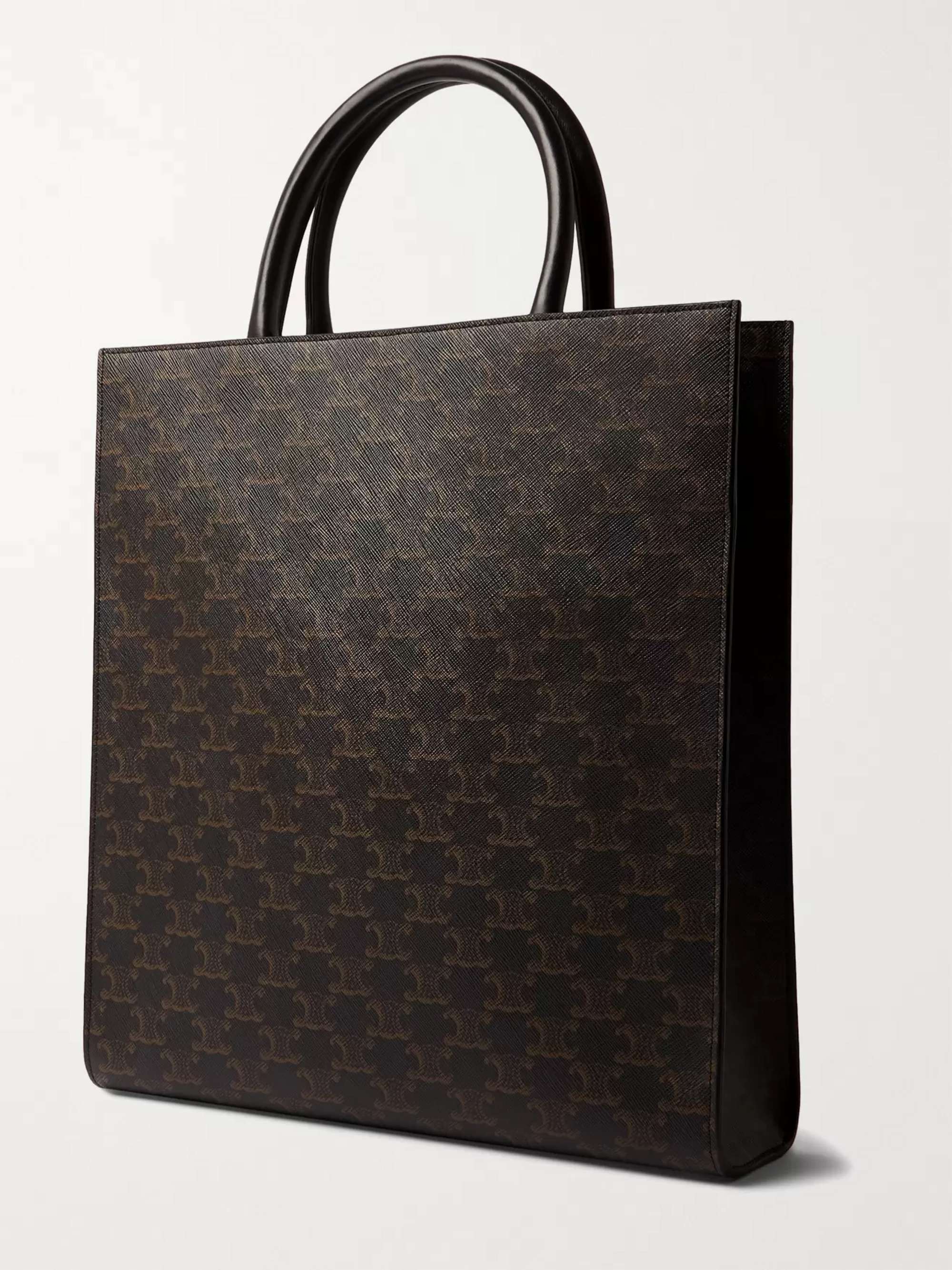 CELINE HOMME Leather-Trimmed Logo-Print Coated-Canvas Tote Bag
