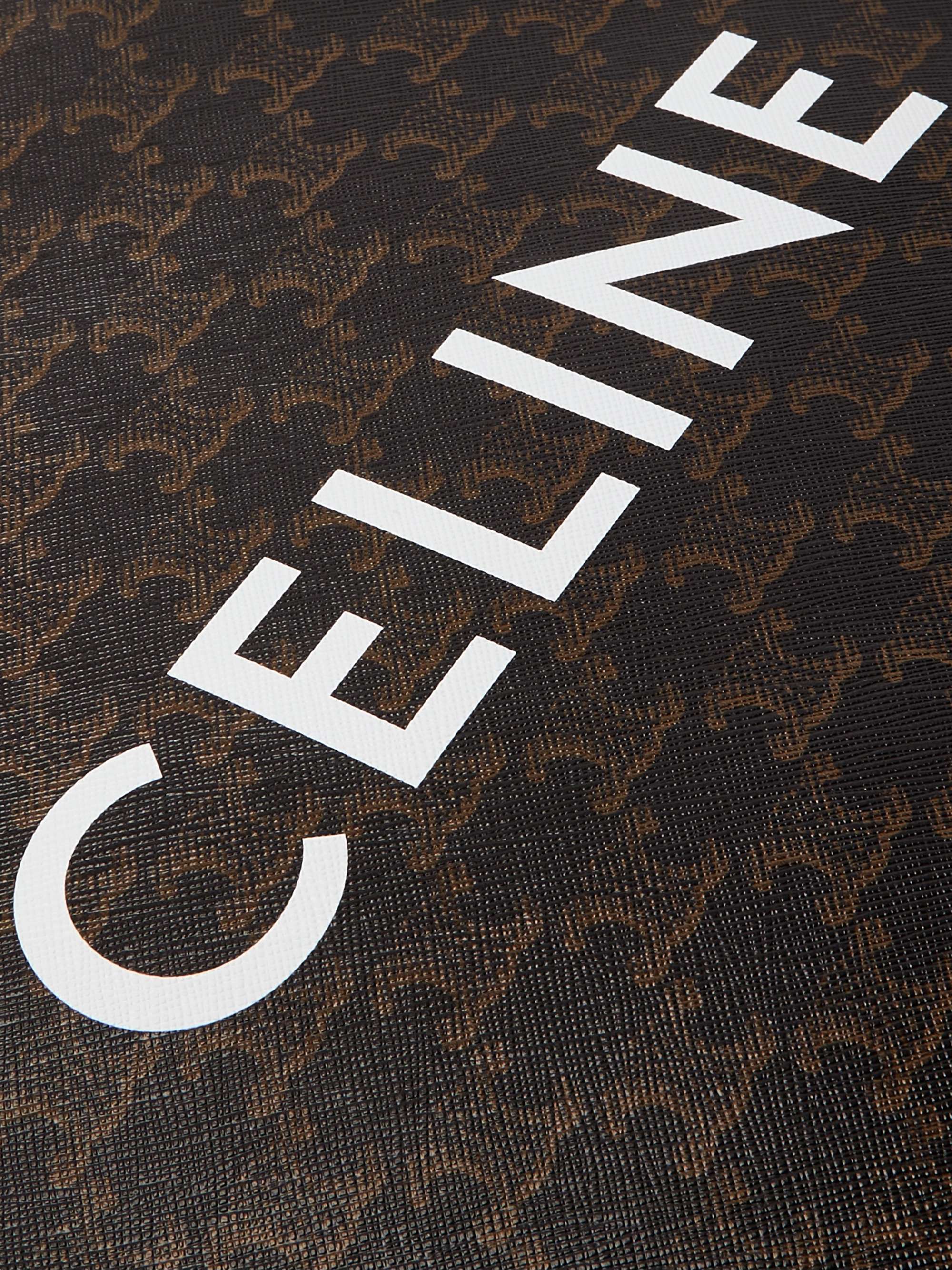 CELINE HOMME Leather-Trimmed Logo-Print Coated-Canvas Tote Bag