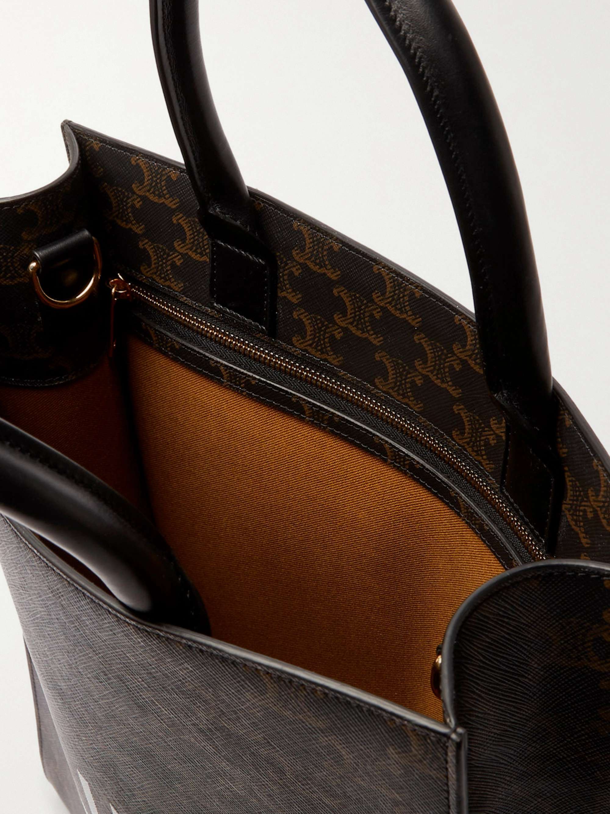 CELINE HOMME Leather-Trimmed Logo-Print Coated-Canvas Tote Bag