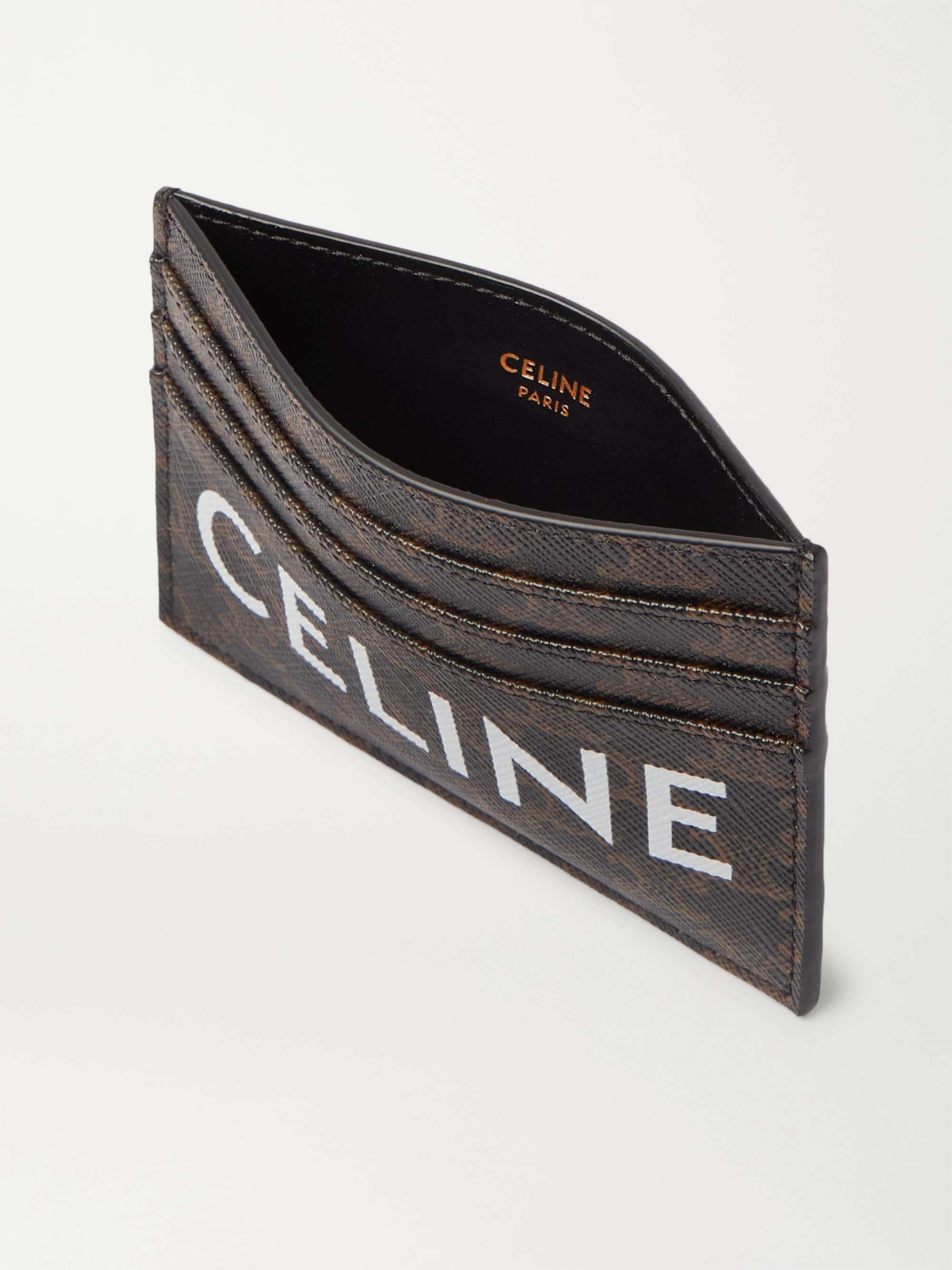 CELINE HOMME Triomphe Logo-Print Coated-Canvas Cardholder