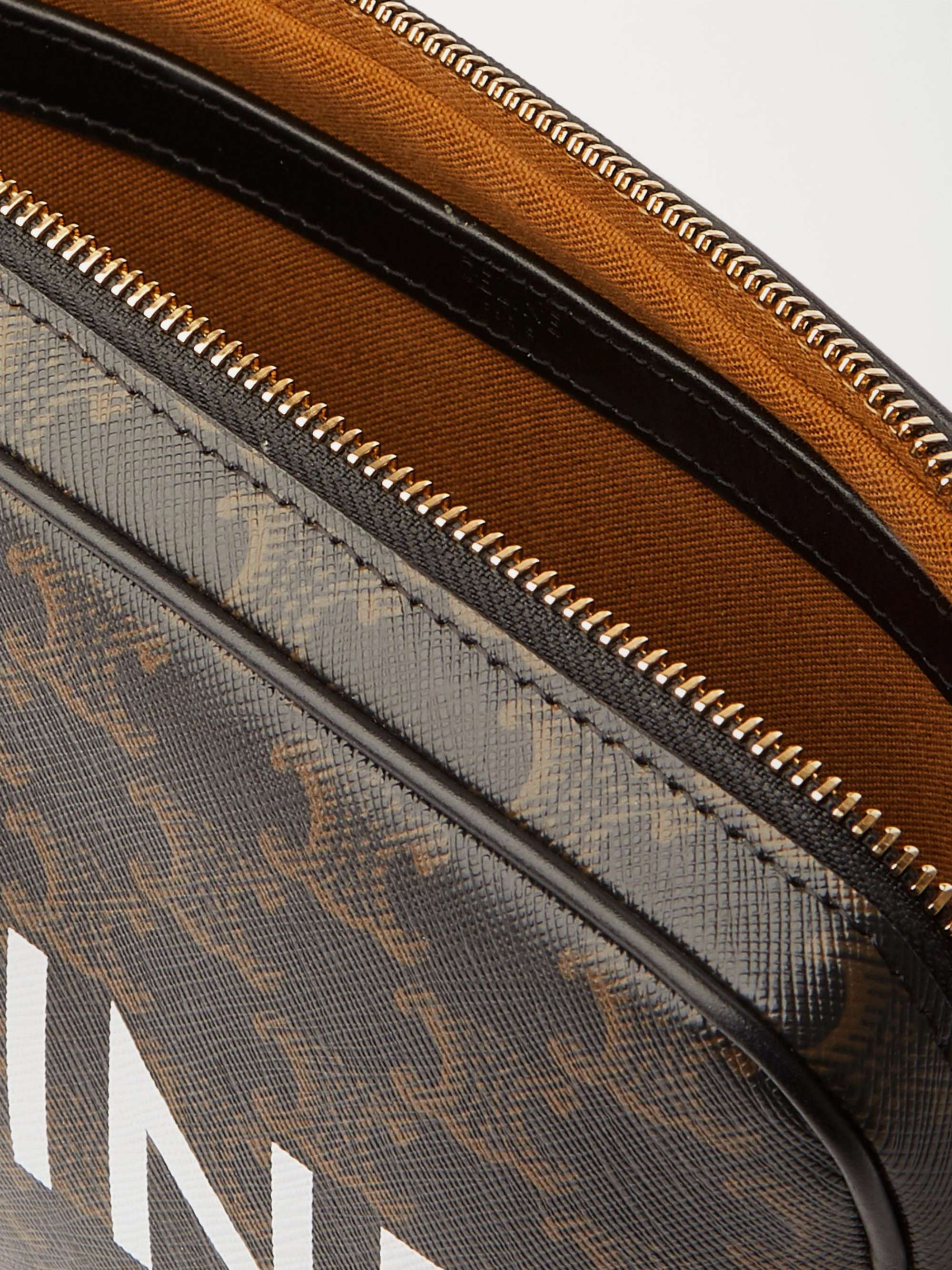 CELINE HOMME Triomphe Leather-Trimmed Logo-Print Coated-Canvas Messenger Bag