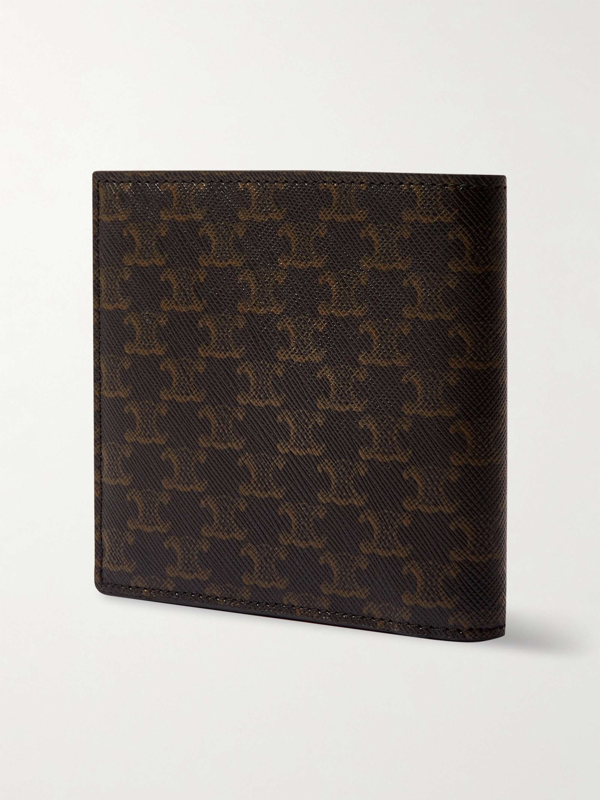 CELINE HOMME Triomphe Leather-Trimmed Coated-Canvas Billfold Wallet