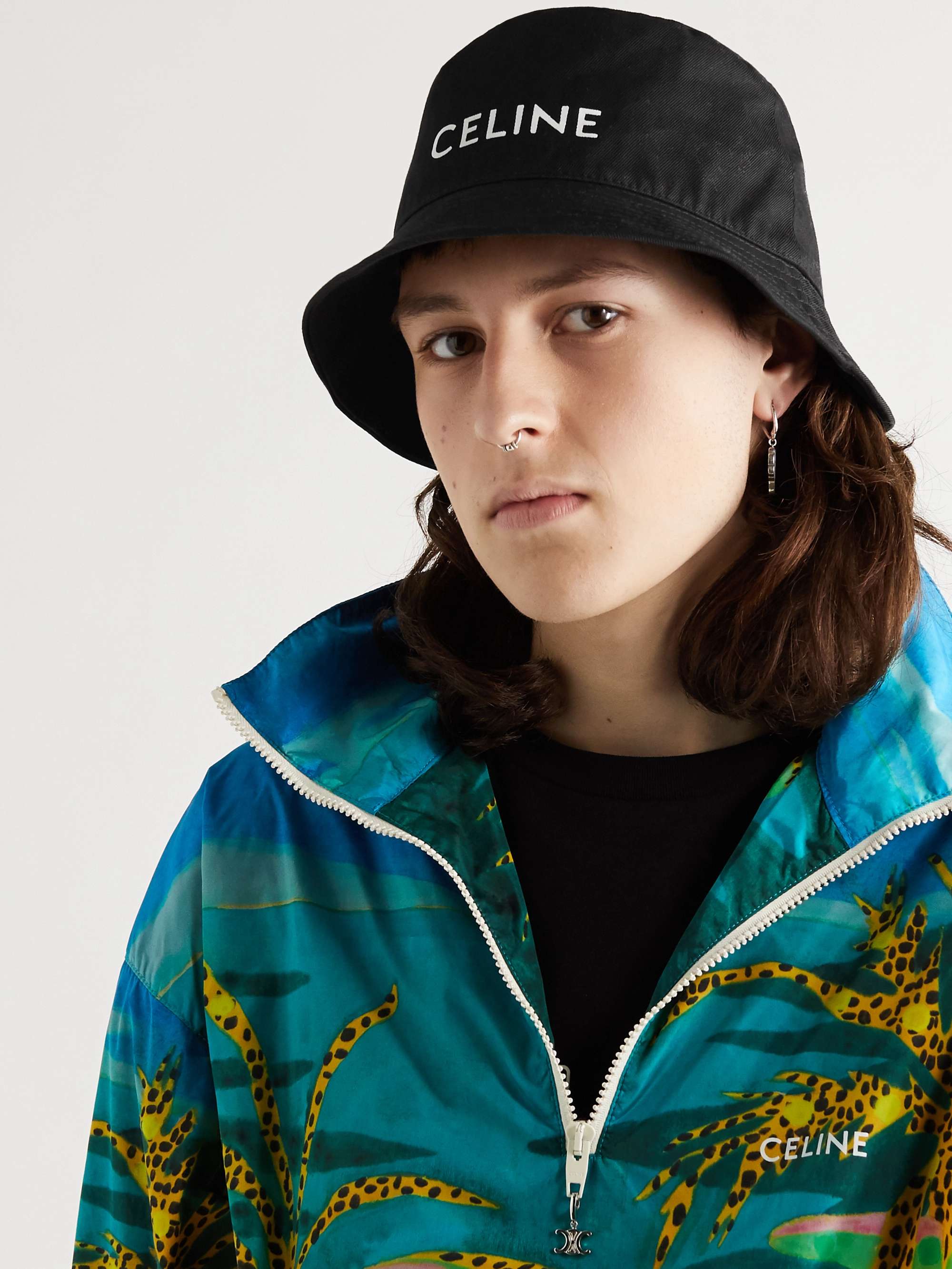 CELINE HOMME Logo-Print Cotton-Twill Bucket Hat