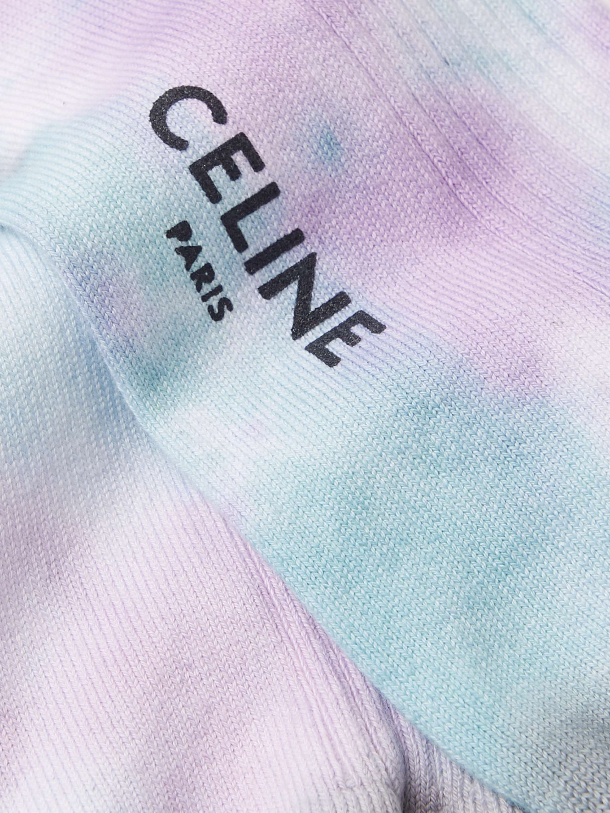 CELINE HOMME Ribbed Tie-Dyed Cotton Socks