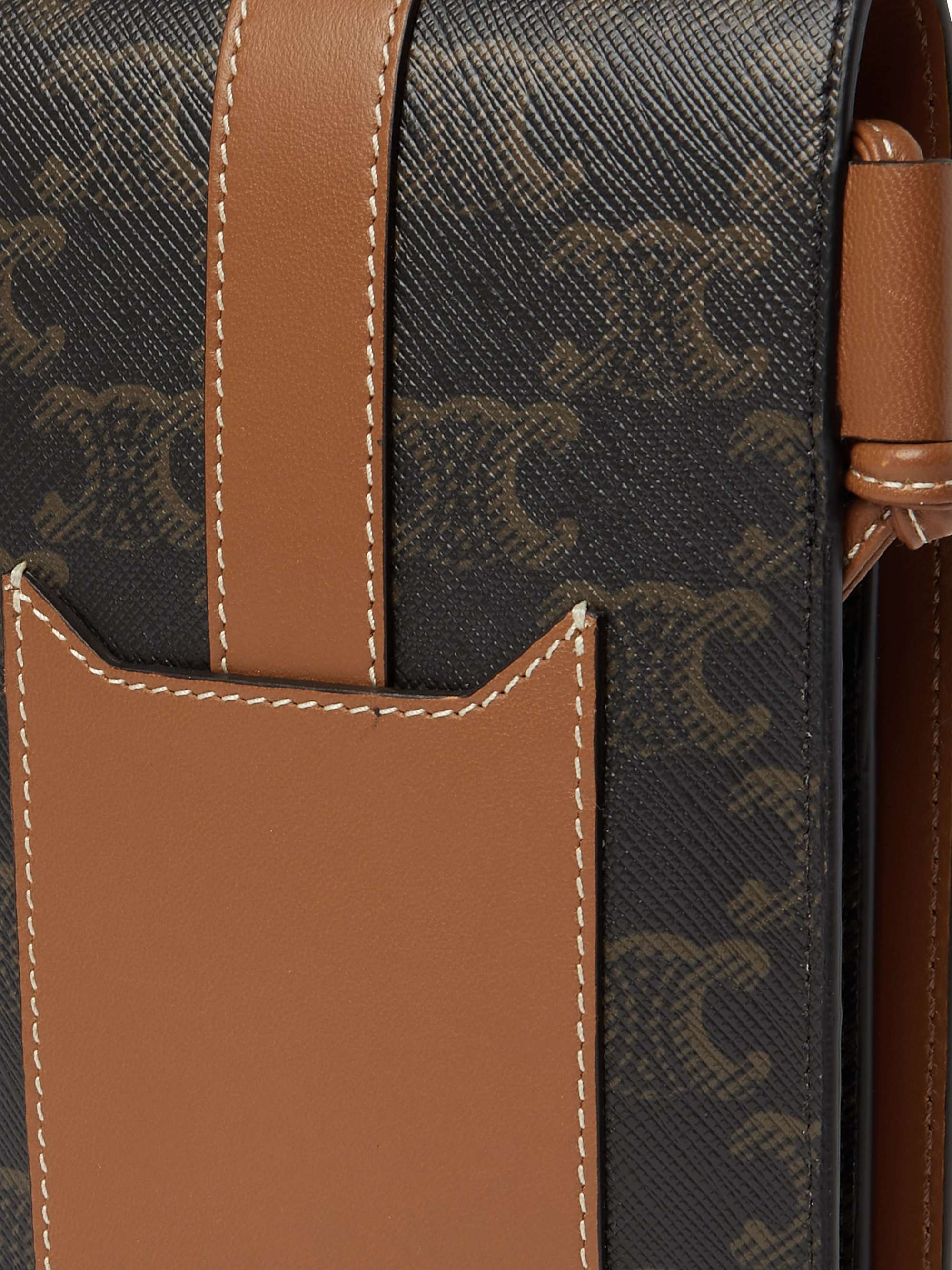 CELINE HOMME Triomphe Leather-Trimmed Monogrammed Coated-Canvas Phone Pouch