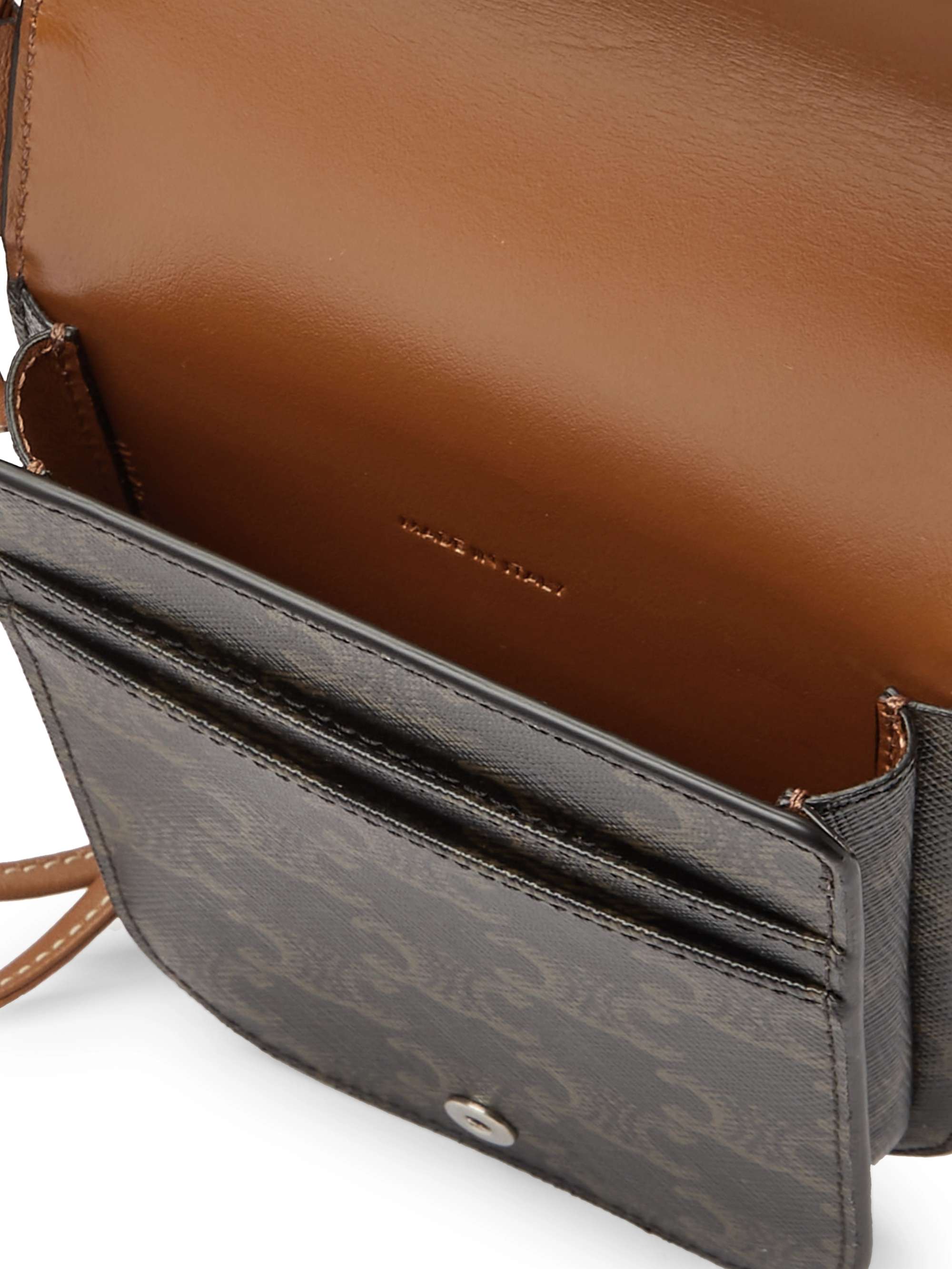 CELINE HOMME Triomphe Leather-Trimmed Monogrammed Coated-Canvas Phone Pouch