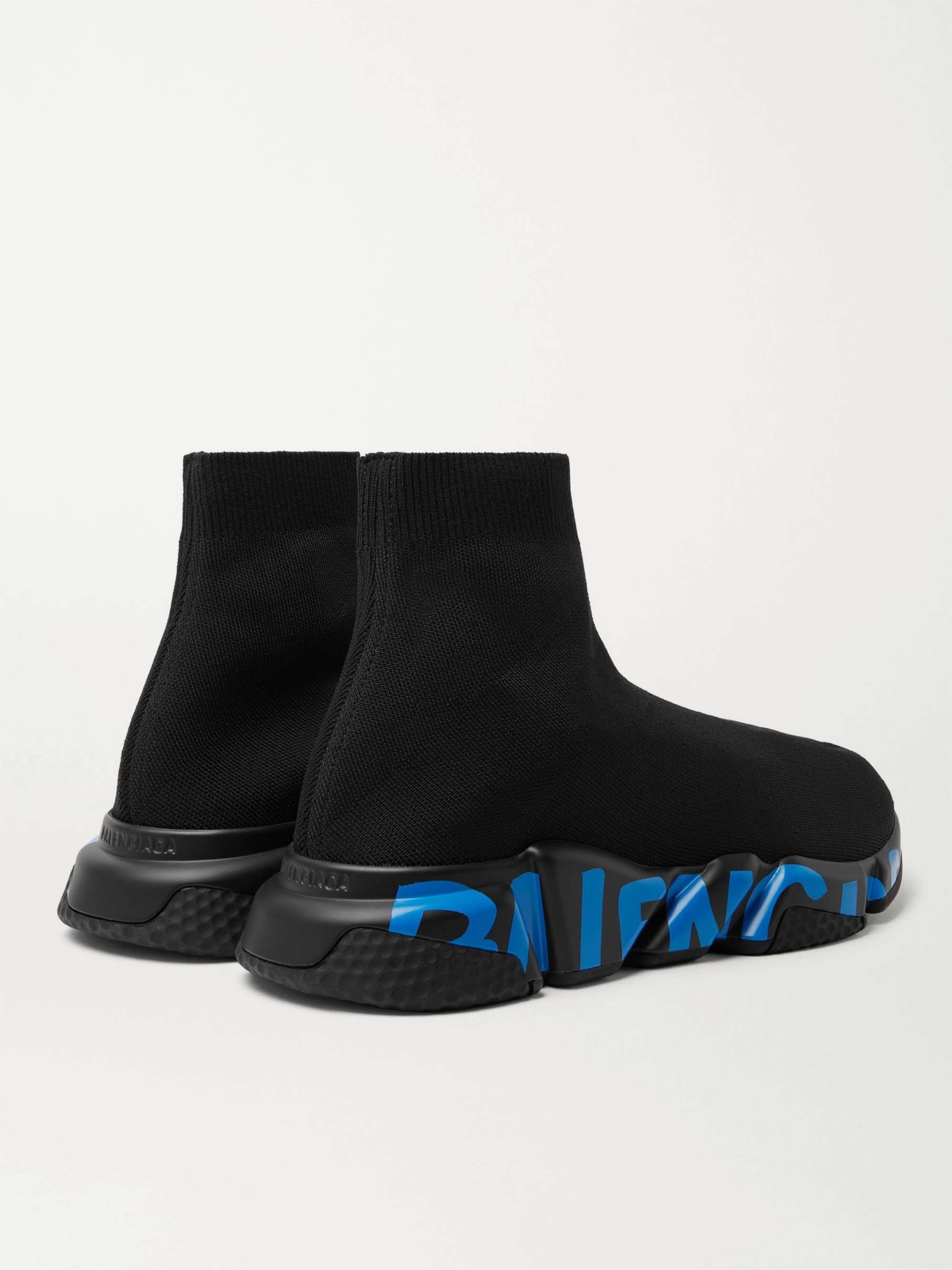 BALENCIAGA Speed Sock Logo-Print Stretch-Knit Slip-On Sneakers