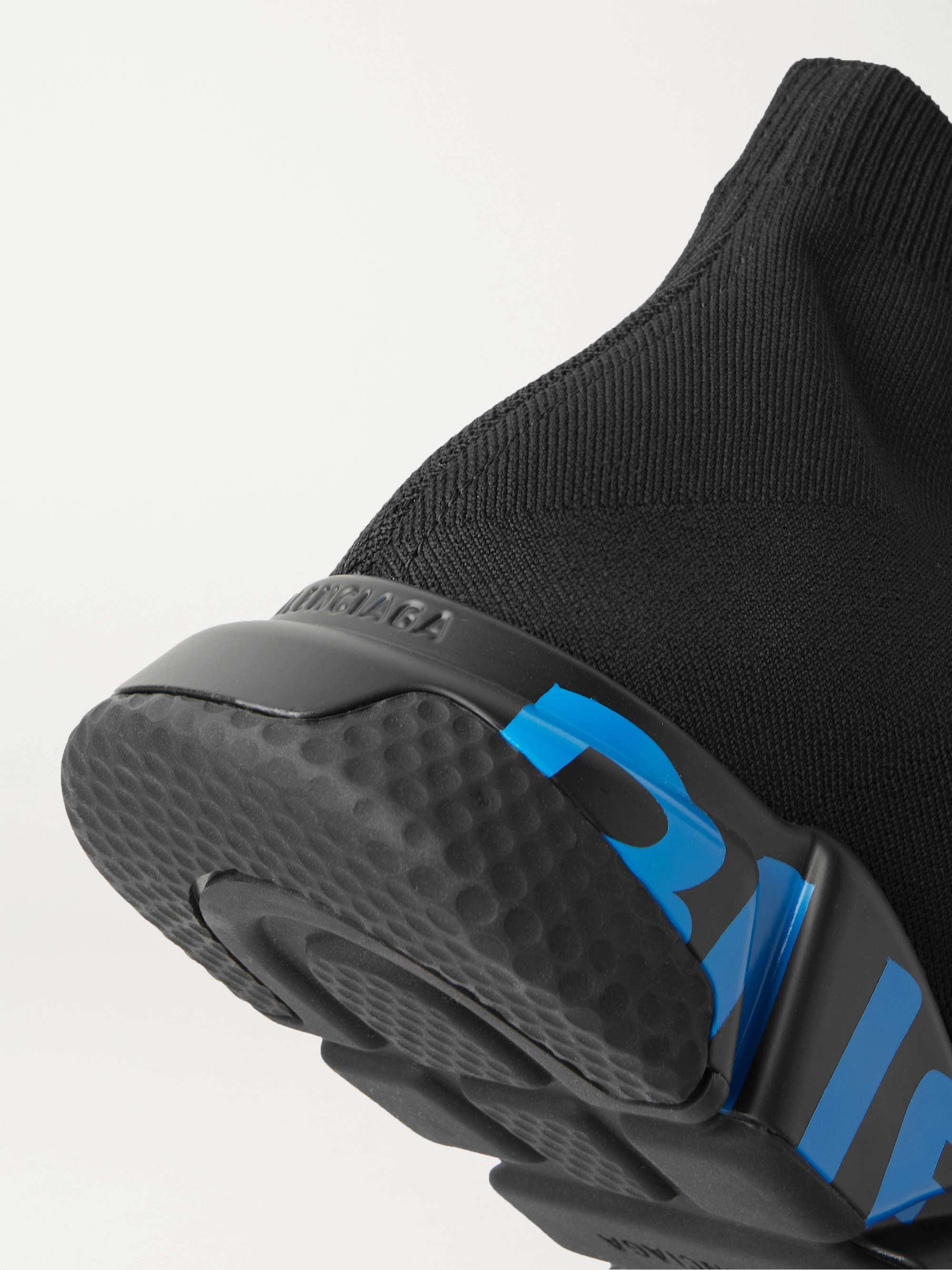 BALENCIAGA Speed Sock Logo-Print Stretch-Knit Slip-On Sneakers