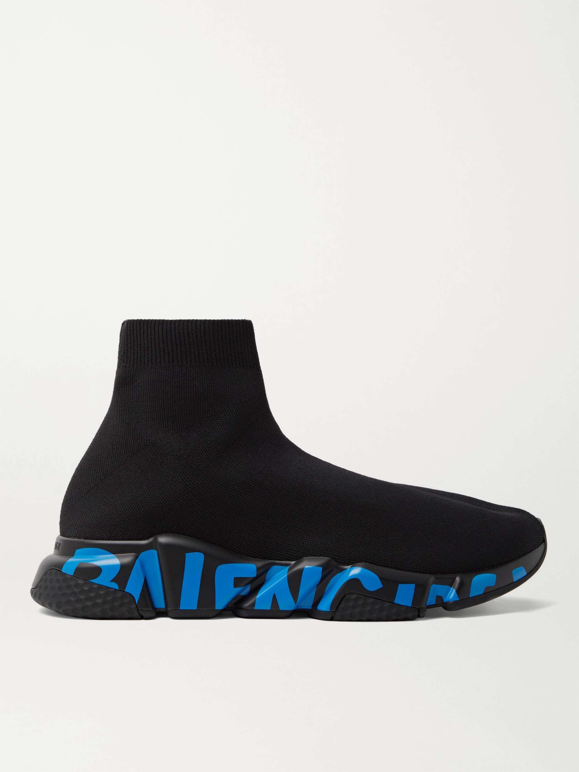BALENCIAGA Speed Sock Logo-Print Stretch-Knit Slip-On Sneakers