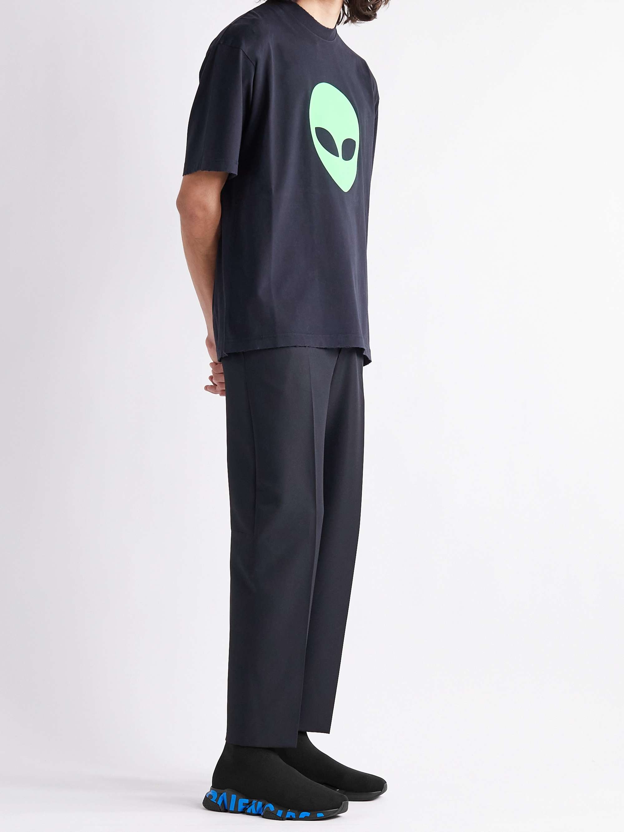 BALENCIAGA Speed Sock Logo-Print Stretch-Knit Slip-On Sneakers