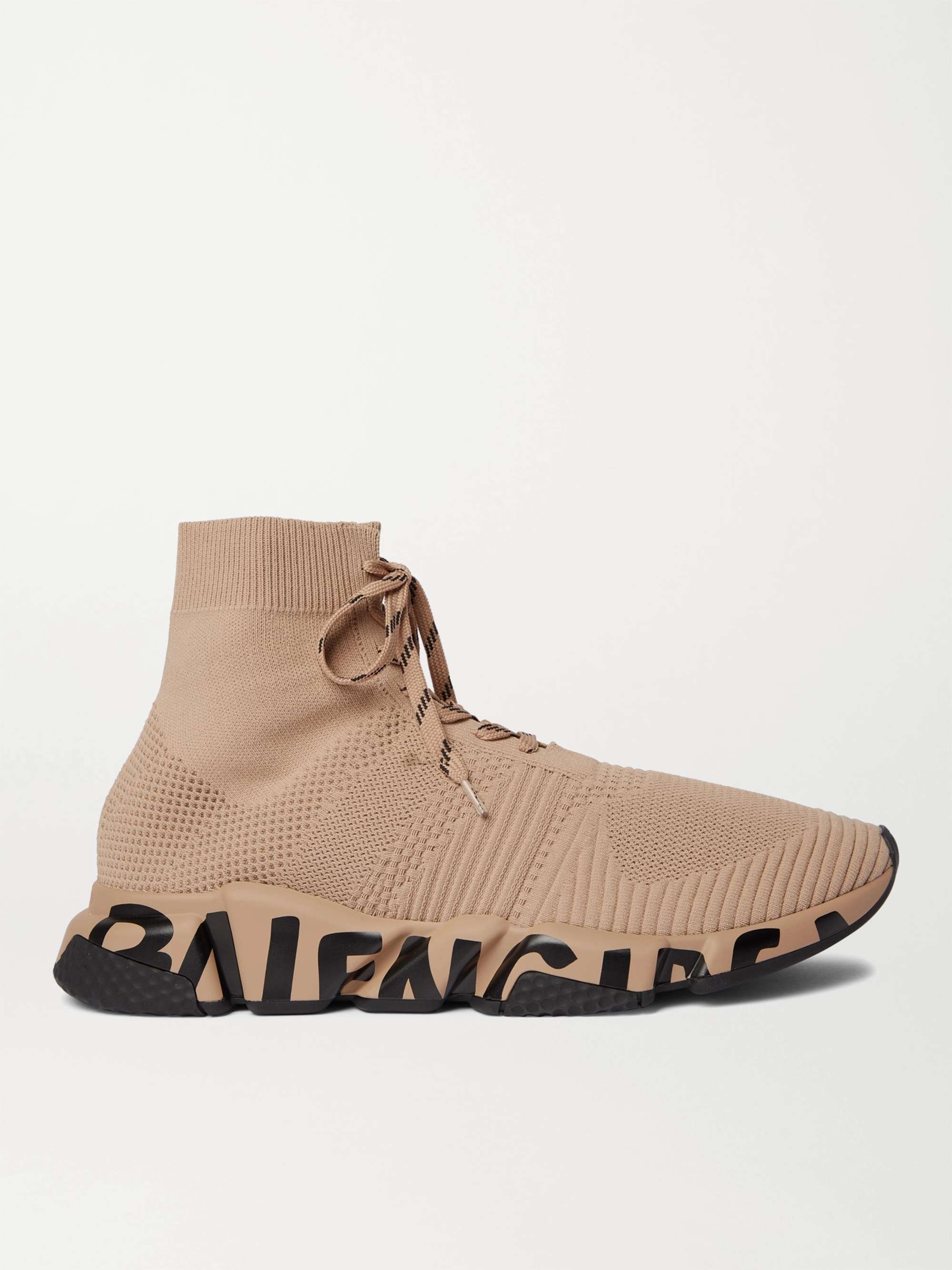 BALENCIAGA Logo-Print Stretch-Knit Sneakers Men | MR PORTER