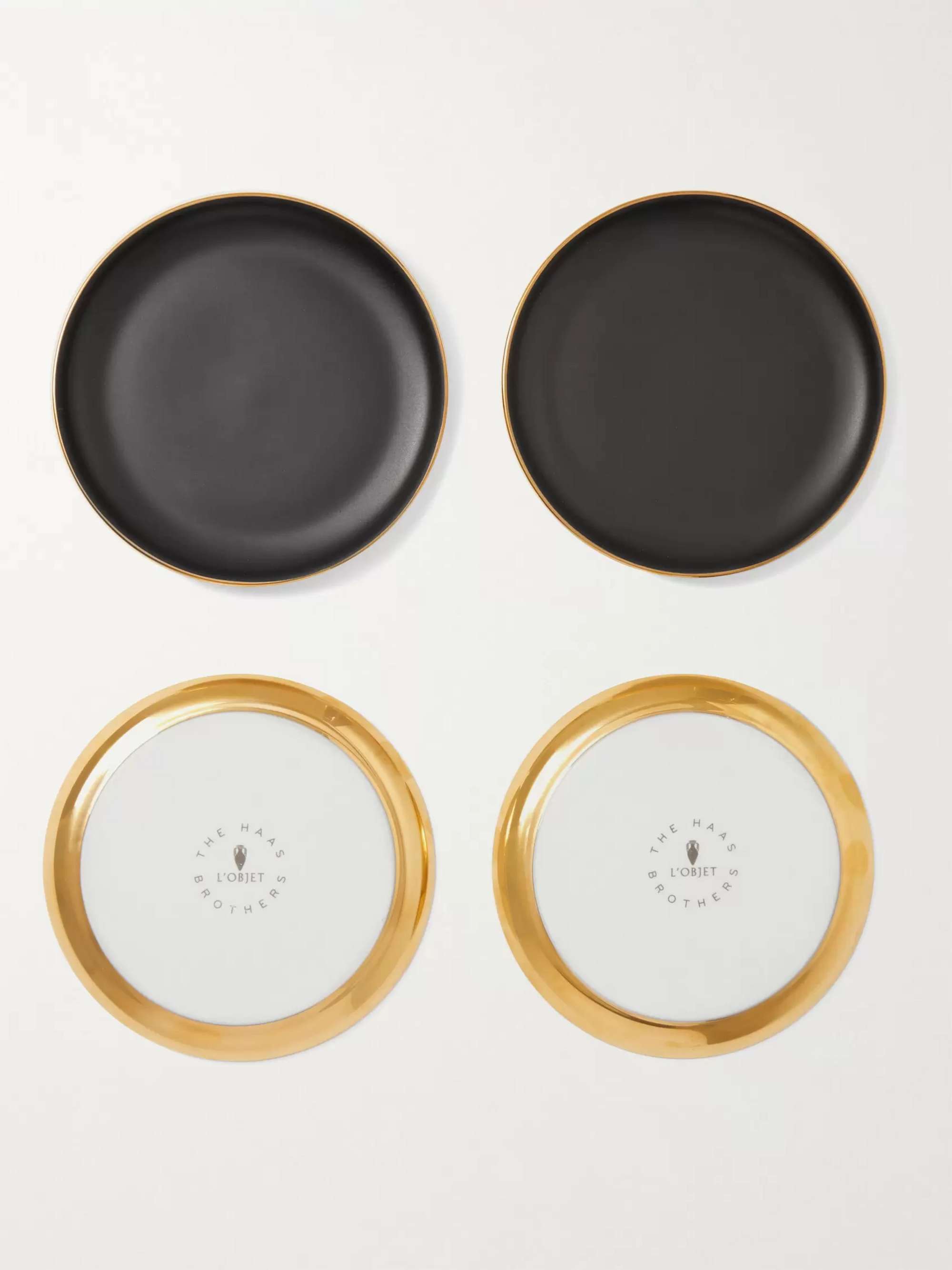 L'OBJET + Haas Lynda Porcelain and Gold-Plated Plate Set