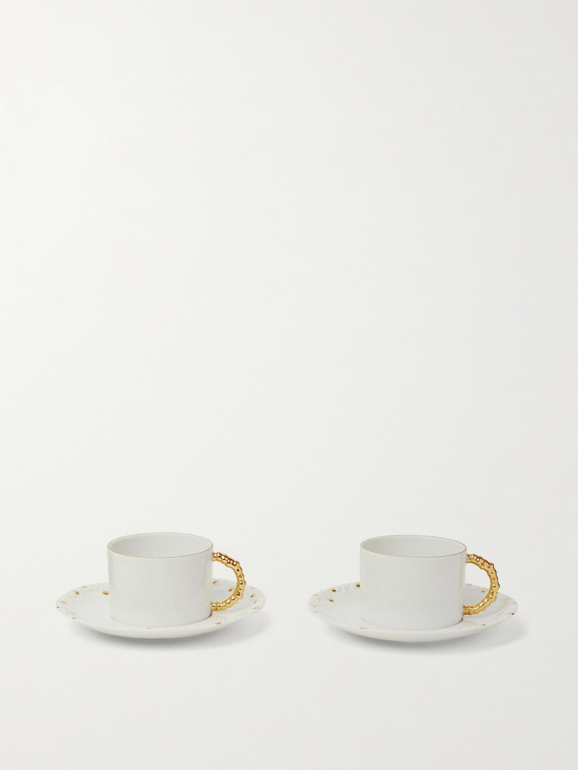 L'Objet Haas Mojave Set of Two Gold-Plated Porcelain Tea Cups and Saucers - Men