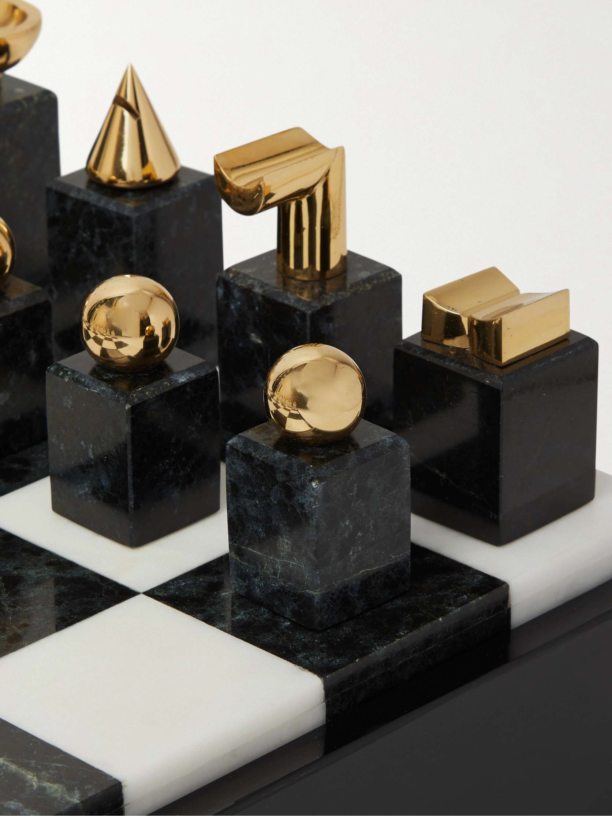 L'OBJET Gold-Plated and Stone Chess Set