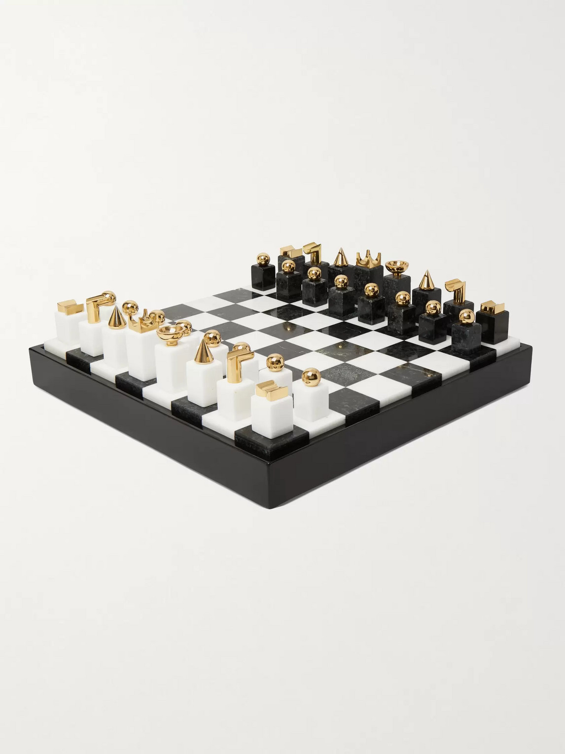 Gold-Plated and Stone Chess Set