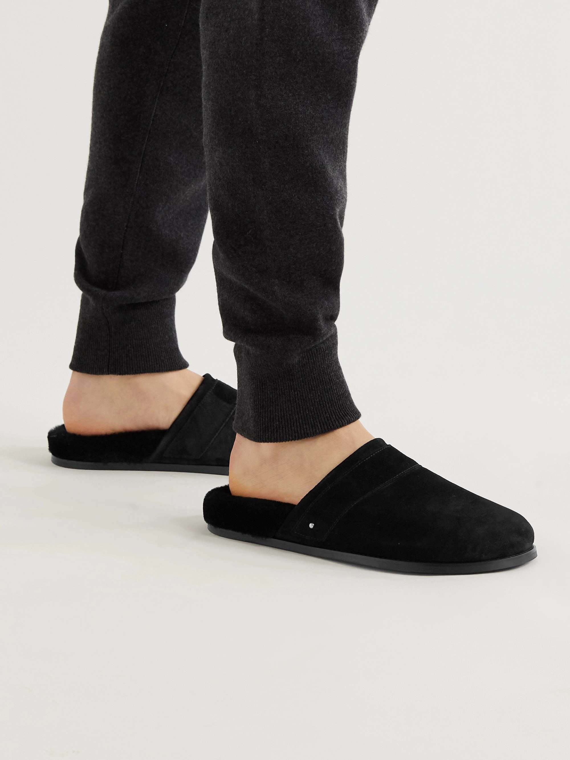 MR P. Shearling-Lined Suede Slippers