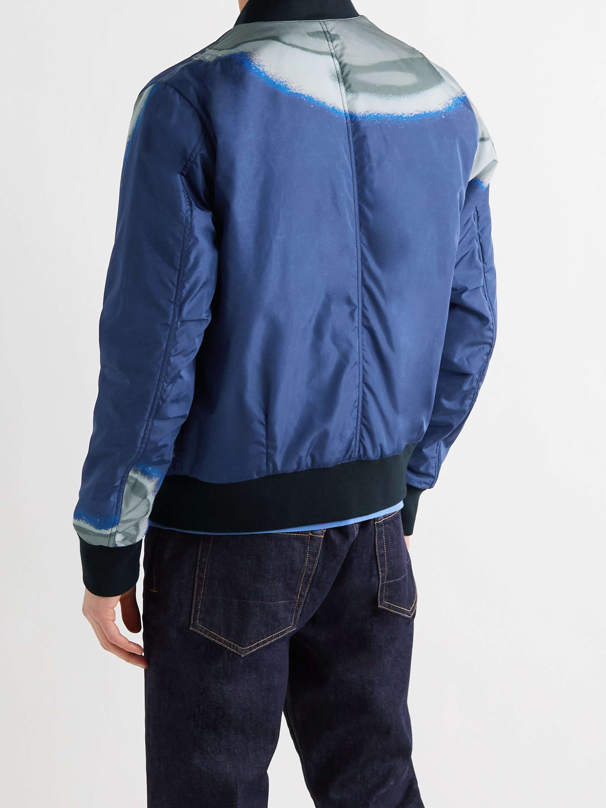 DUNHILL Slim-Fit Reversible Printed Shell and Cotton Bomber Jacket