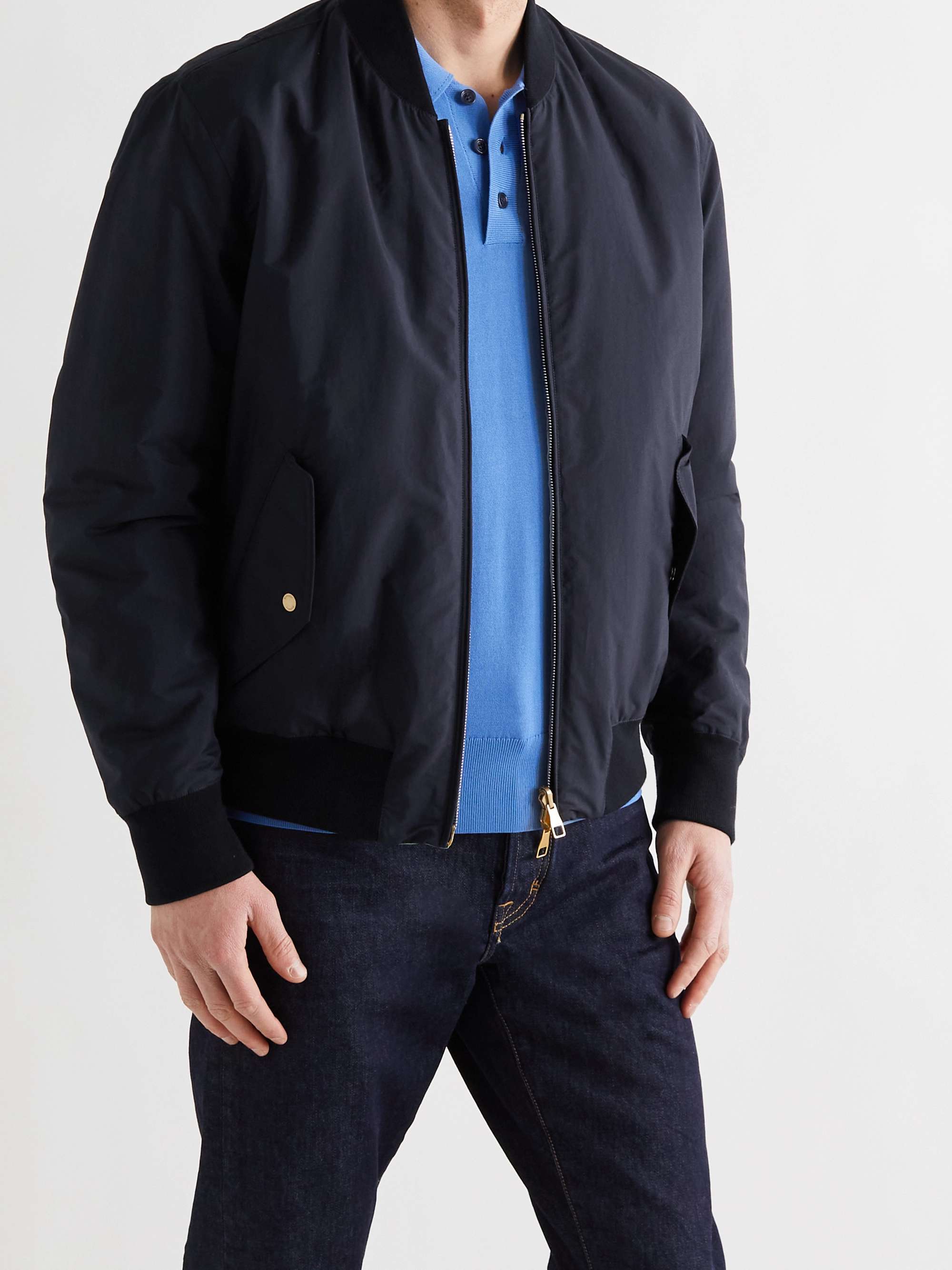 DUNHILL Slim-Fit Reversible Printed Shell and Cotton Bomber Jacket