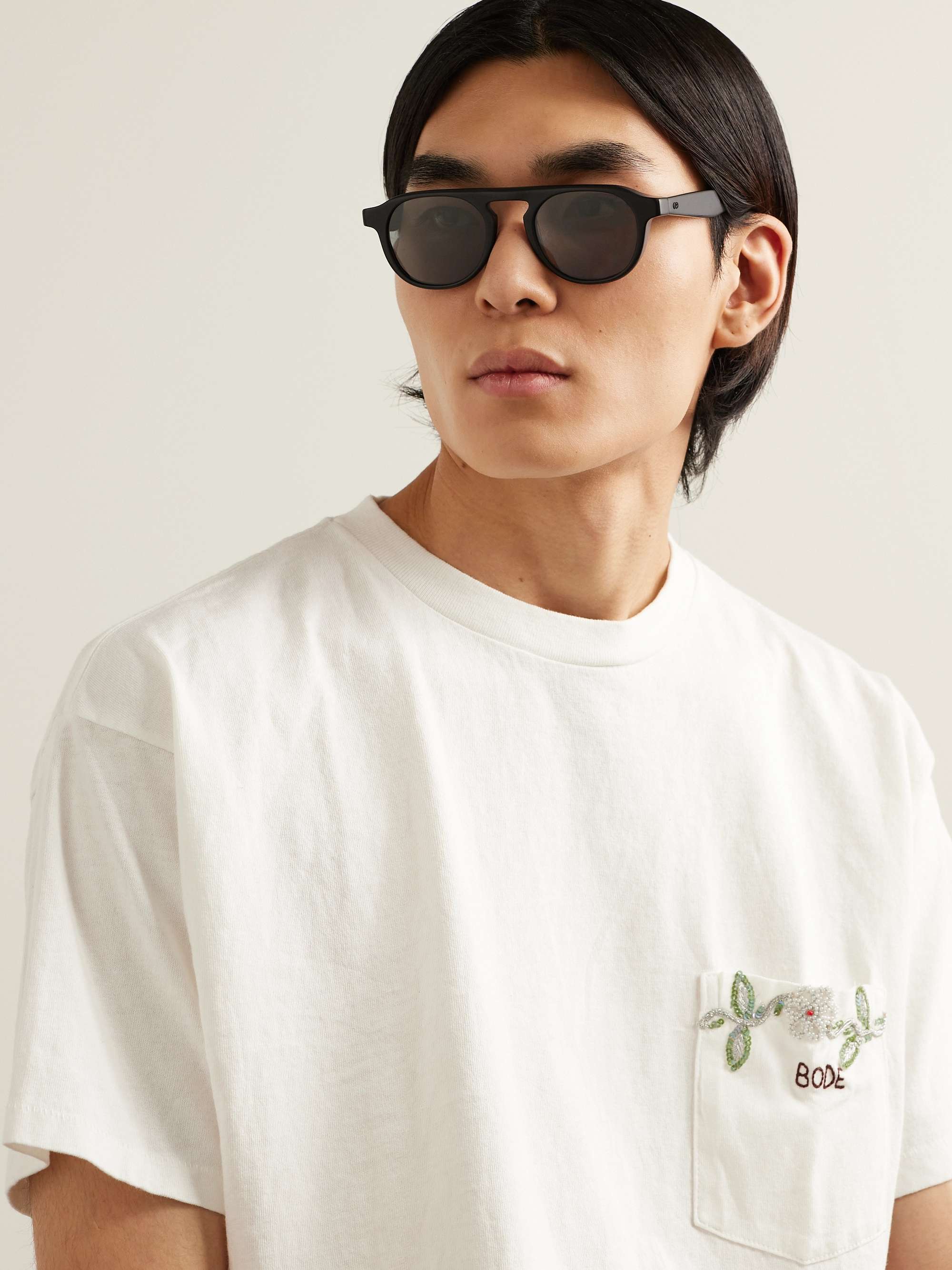 GARRETT LEIGHT CALIFORNIA OPTICAL Harding X Round-Frame Matte-Acetate Sunglasses