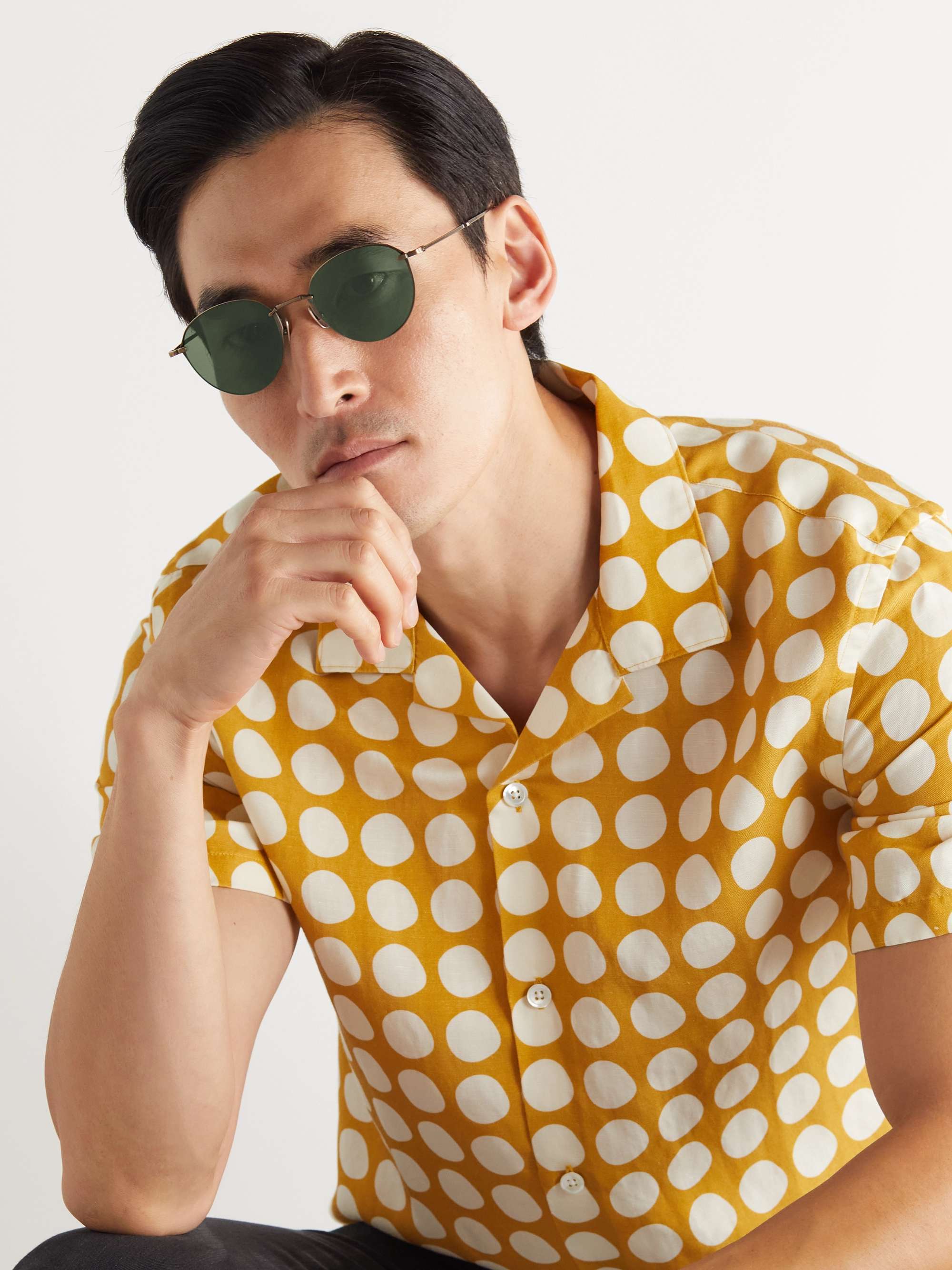 MR LEIGHT Mulholland S Round-Frame Gold-Tone Sunglasses