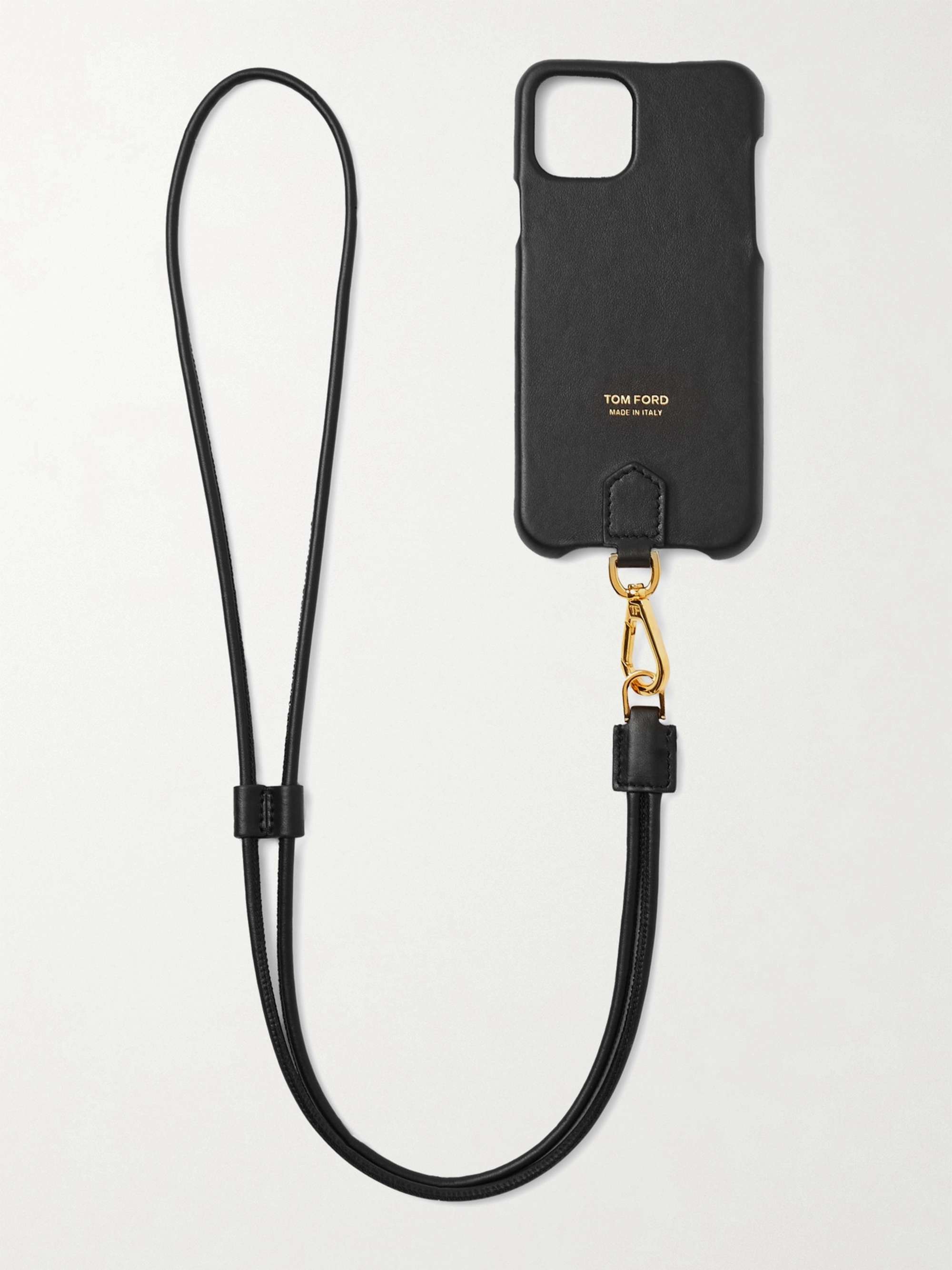TOM FORD Logo-Print Leather iPhone 11 Pro Case with Lanyard for Men