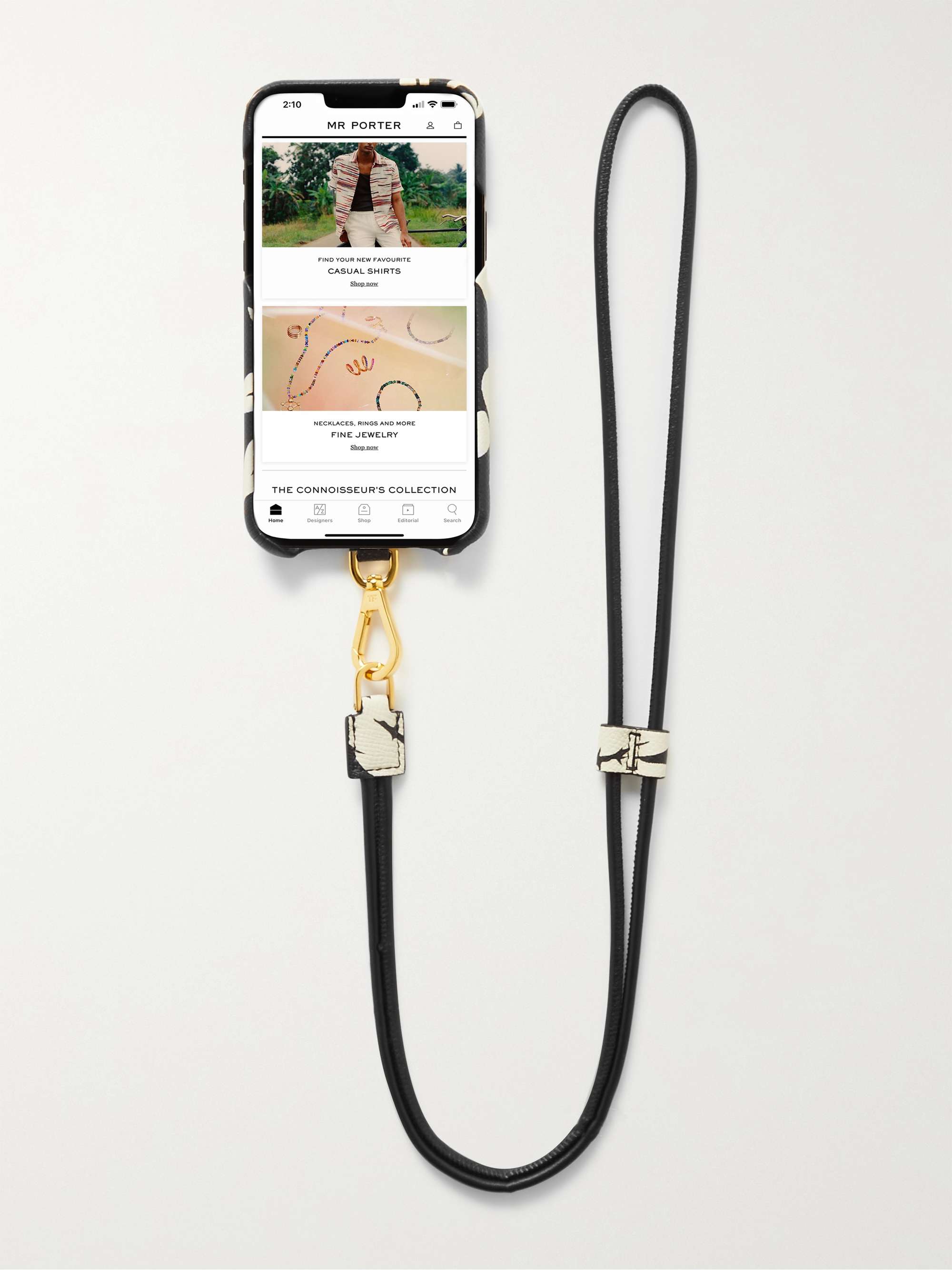 TOM FORD Floral-Print Full-Grain Leather iPhone 11 Pro Case with Lanyard