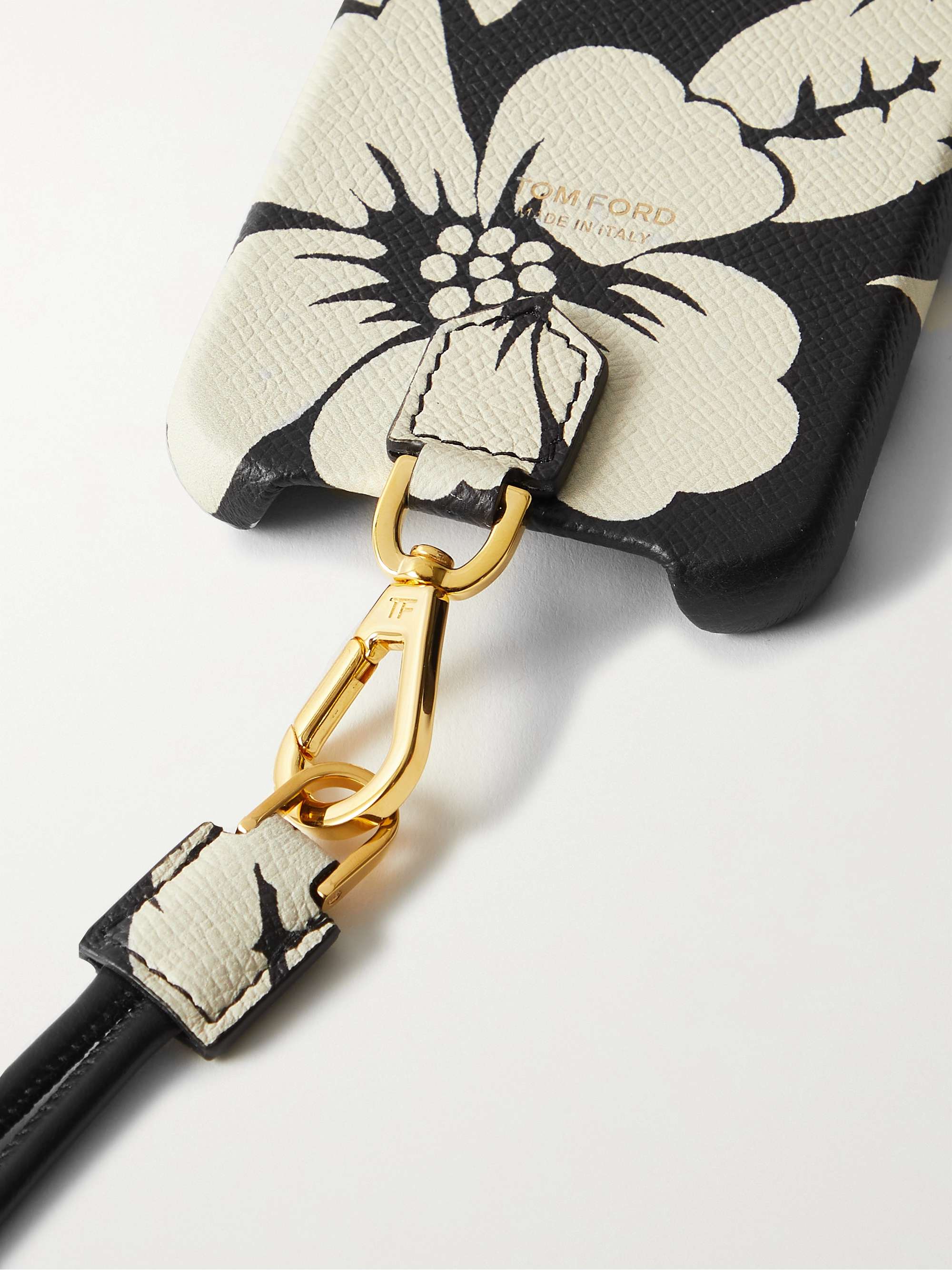 TOM FORD Floral-Print Full-Grain Leather iPhone 11 Pro Case with Lanyard