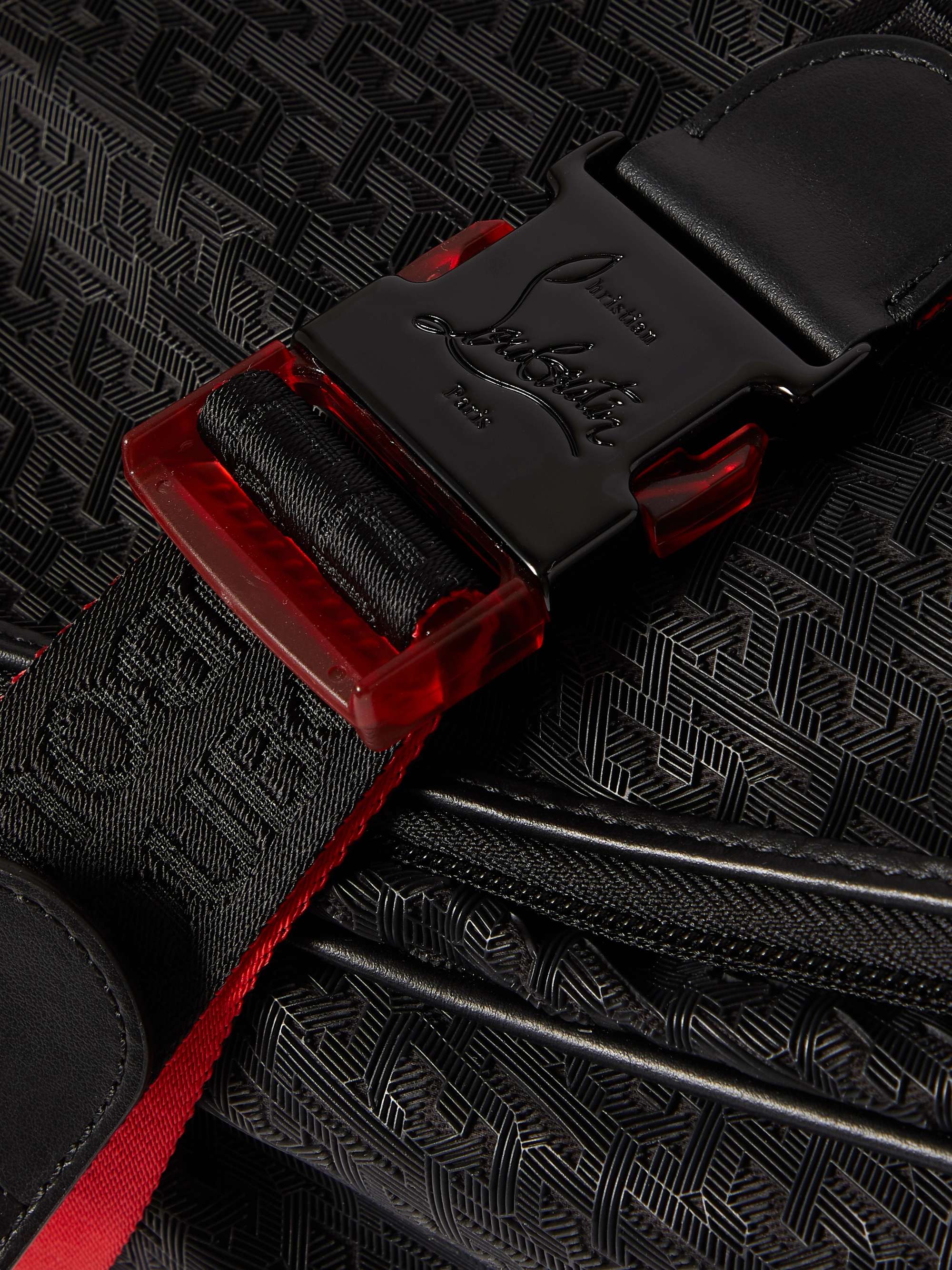 CHRISTIAN LOUBOUTIN Leather-Trimmed Logo-Jacquard Coated-Canvas and Mesh Backpack