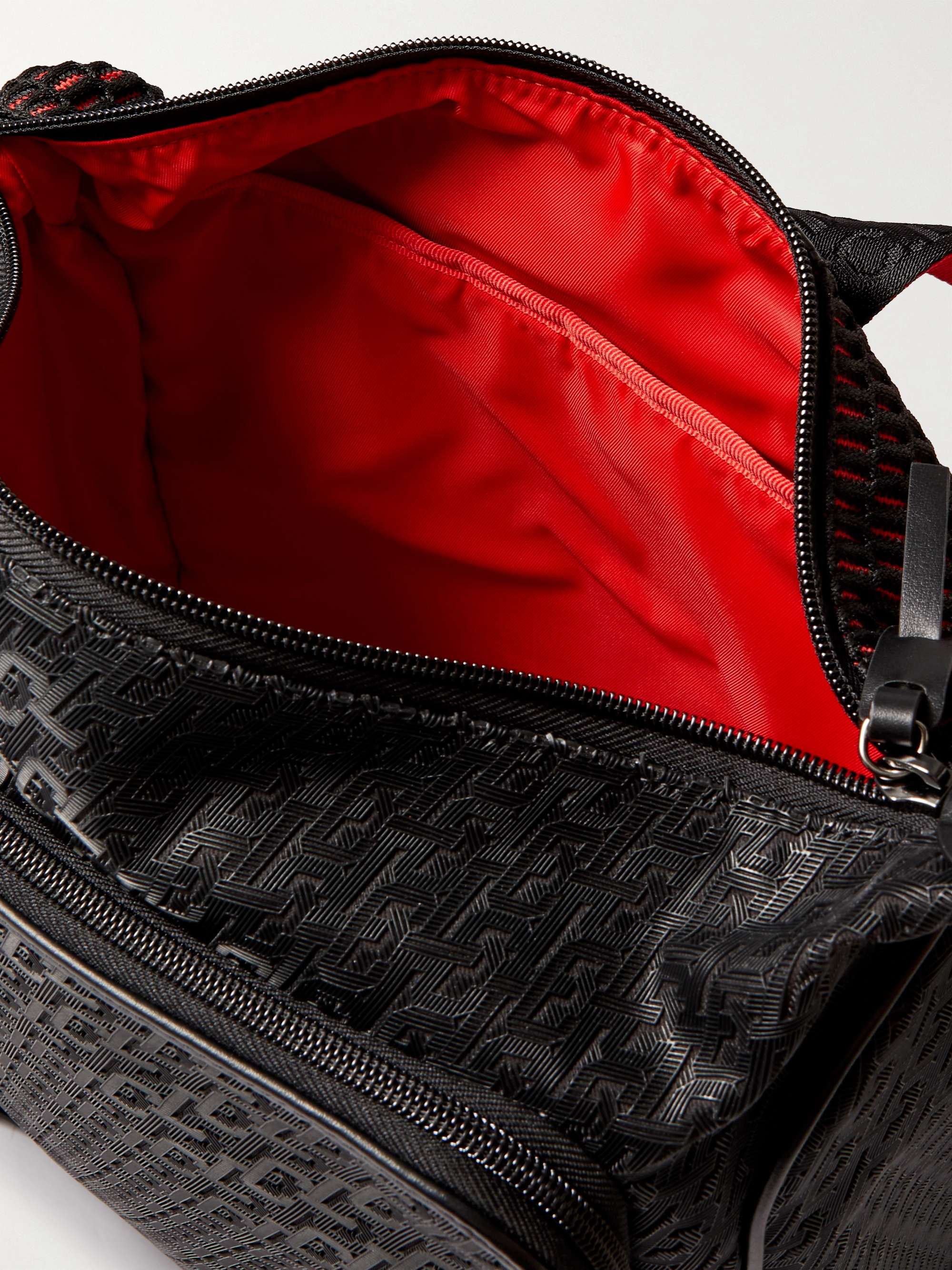 CHRISTIAN LOUBOUTIN Leather-Trimmed Logo-Jacquard Coated-Canvas and Mesh Backpack