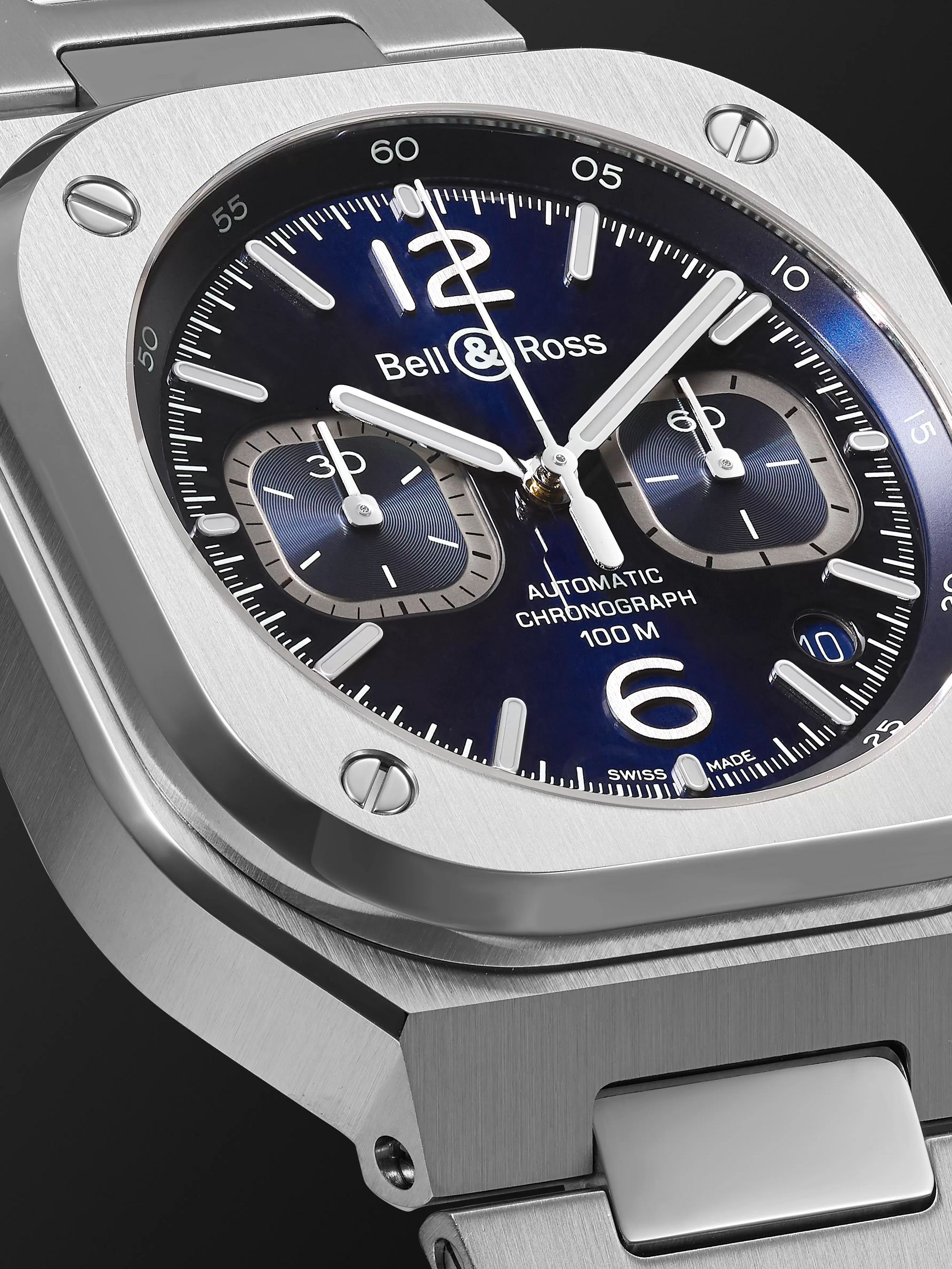 BELL & ROSS BR 05 Automatic Chronograph 42mm Stainless Steel Watch, Ref. No. BR05C-BU-ST/SST