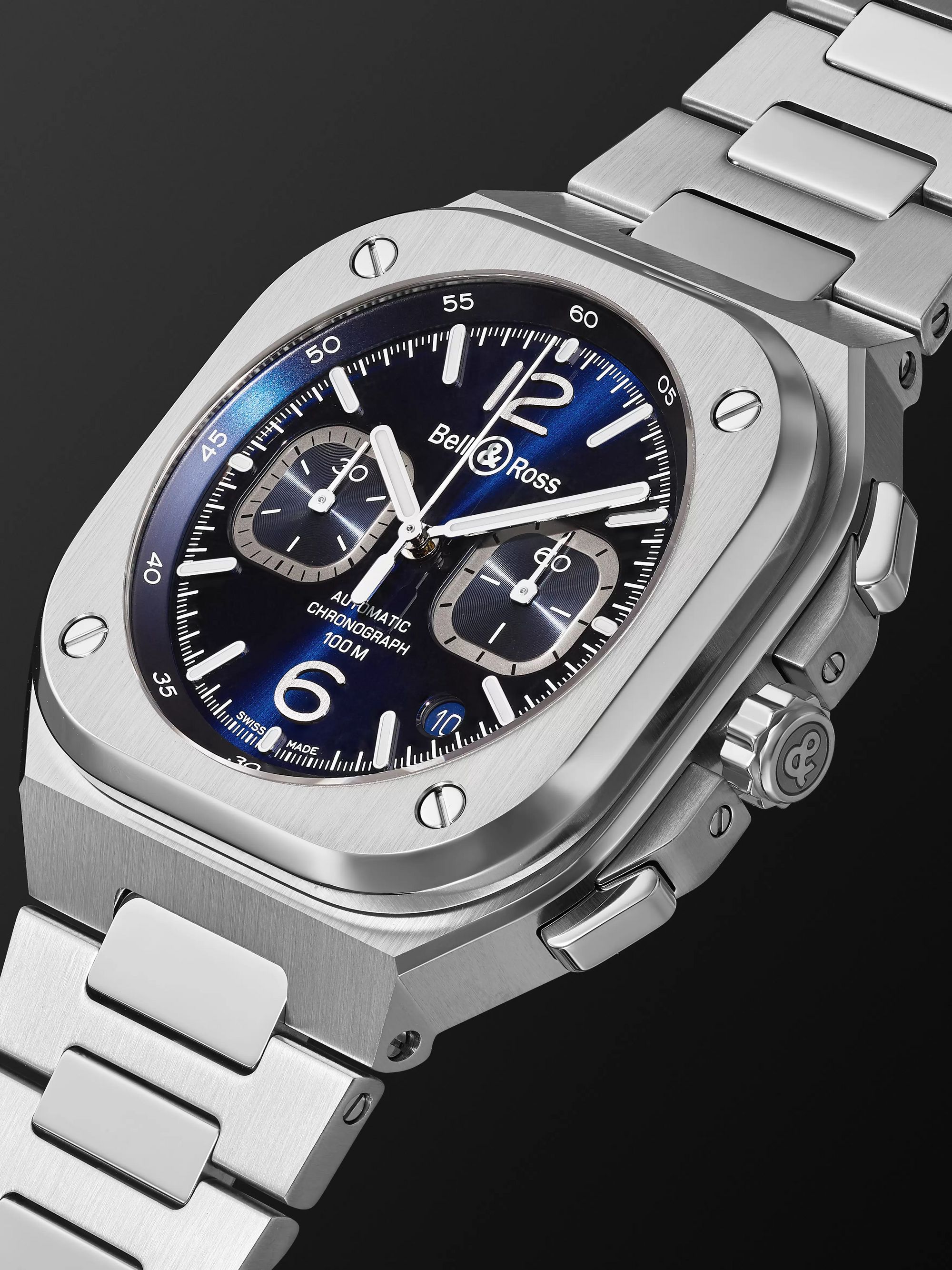BELL & ROSS BR 05 Automatic Chronograph 42mm Stainless Steel Watch, Ref. No. BR05C-BU-ST/SST