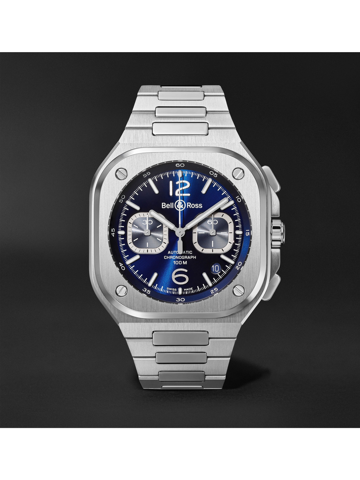 Bell & Ross Br 05 Automatic Chronograph 42mm Stainless Steel Watch, Ref. No. Br05c-bu-st/sst In Blue