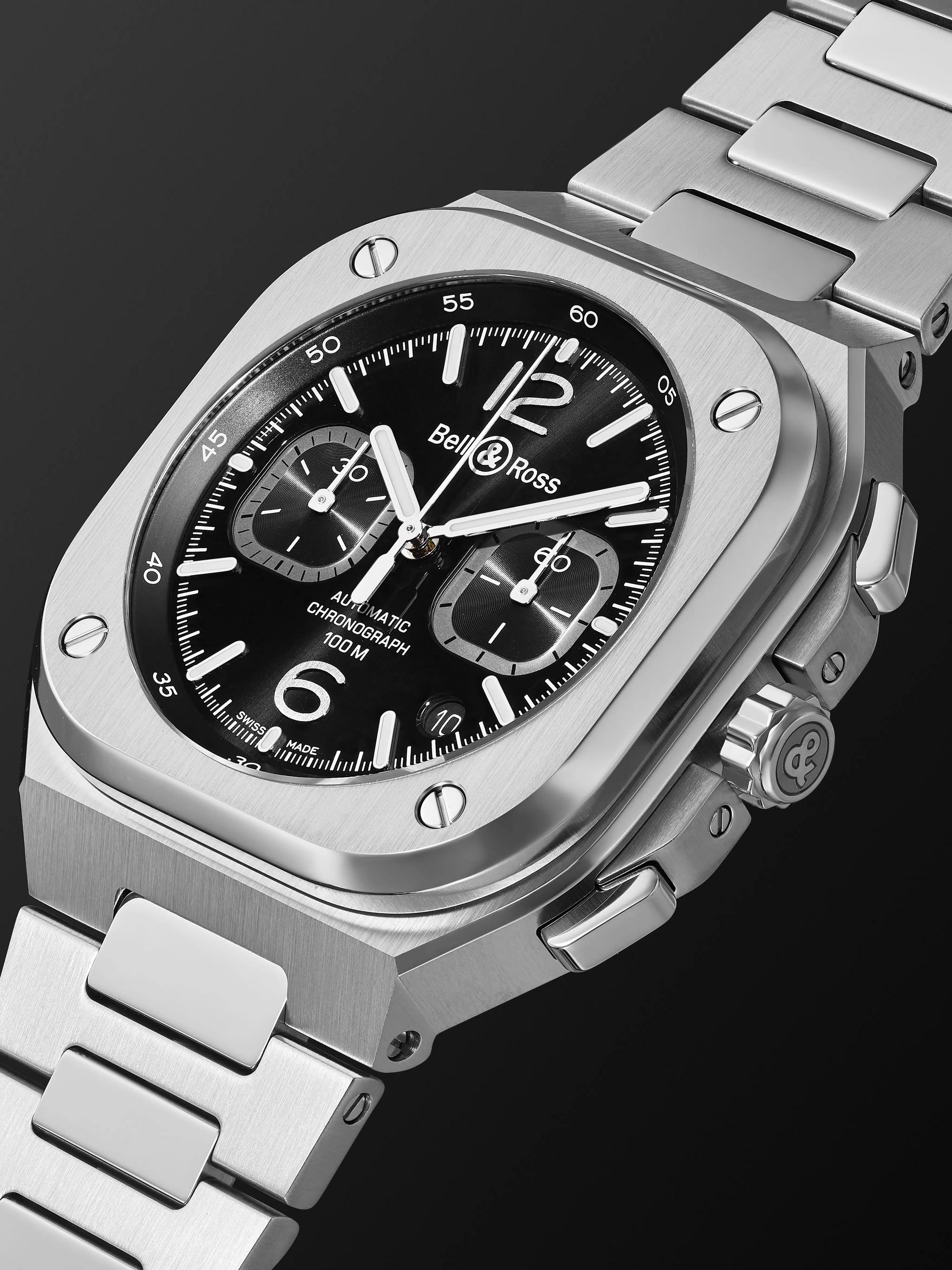 BELL & ROSS BR 05 Automatic Chronograph 42mm Stainless Steel Watch, Ref. No. BR05C-BL-ST/SST