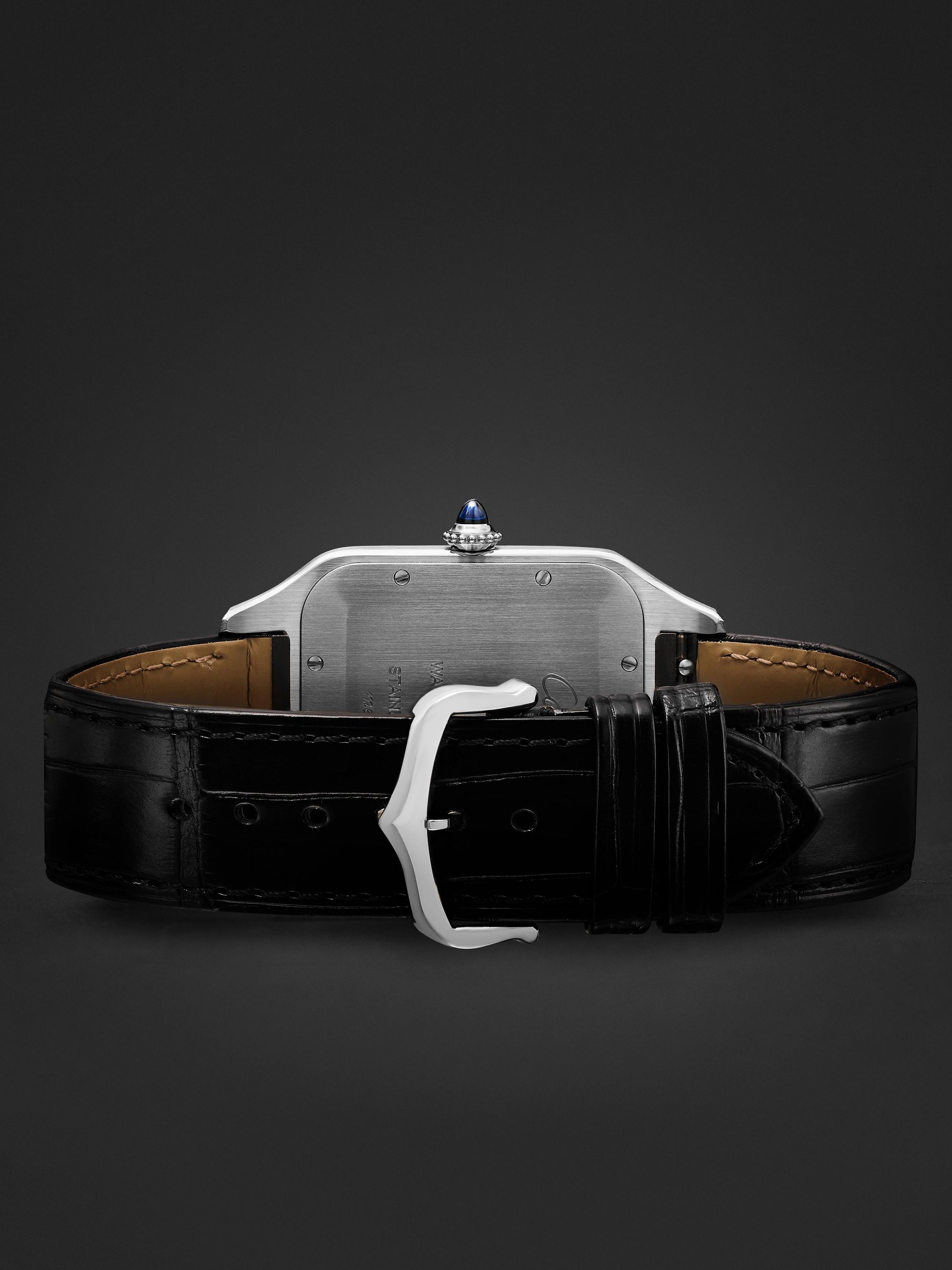 CARTIER Santos-Dumont Hand-Wound 33.9mm Extra Large 18-Karat Rose Gold, Steel and Alligator Watch, Ref. No. W2SA0017