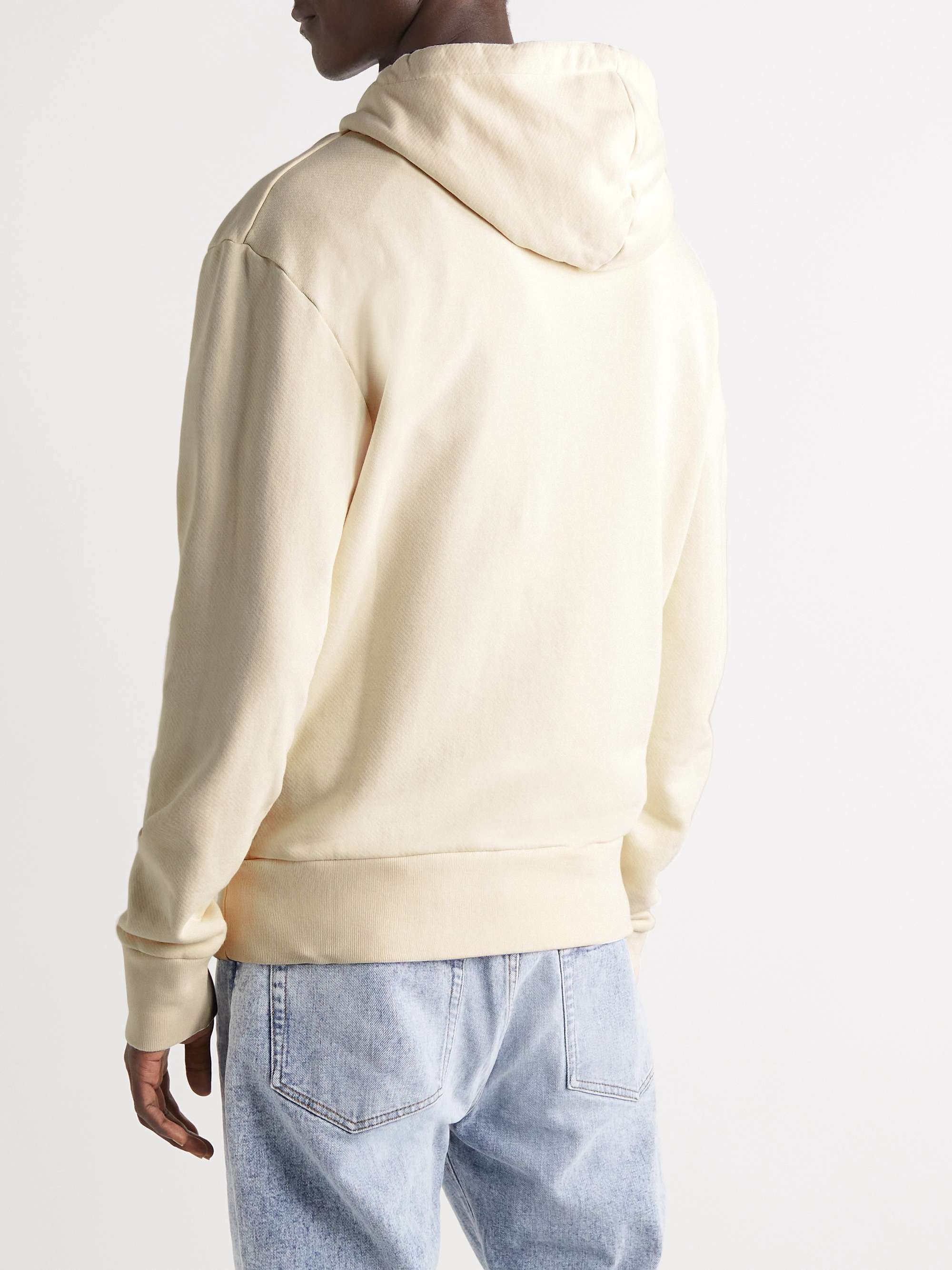 CAFÉ KITSUNÉ Logo-Print Cotton-Jersey Hoodie