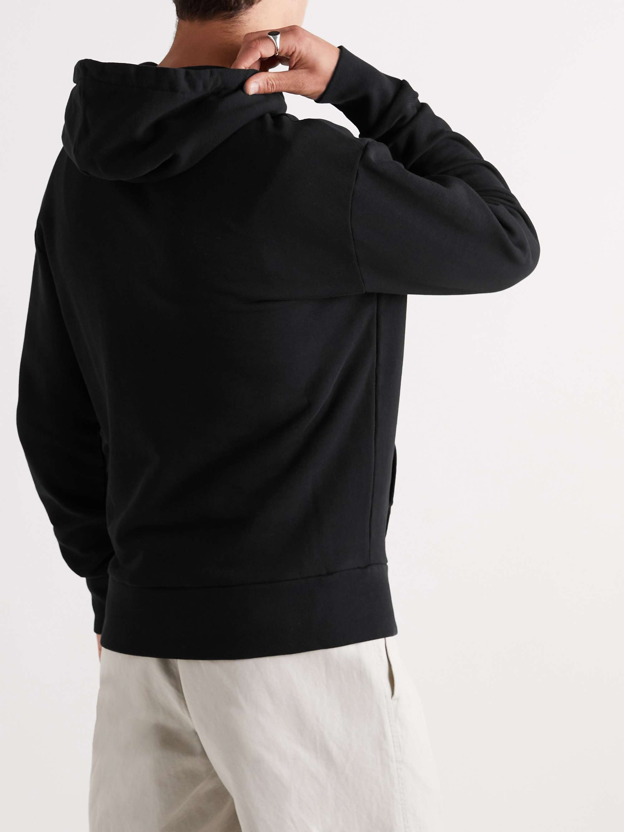 CAFÉ KITSUNÉ Logo-Print Cotton-Jersey Hoodie