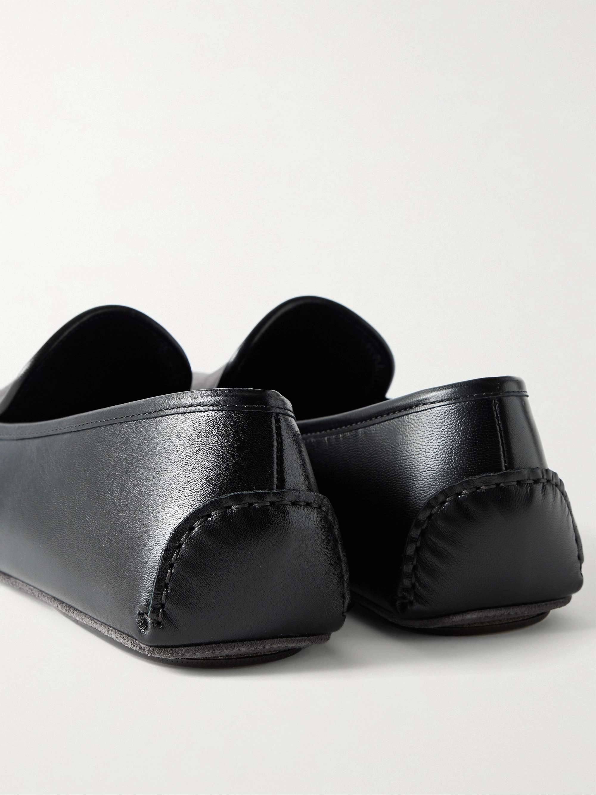 MANOLO BLAHNIK Mayfair Leather and Suede Slippers