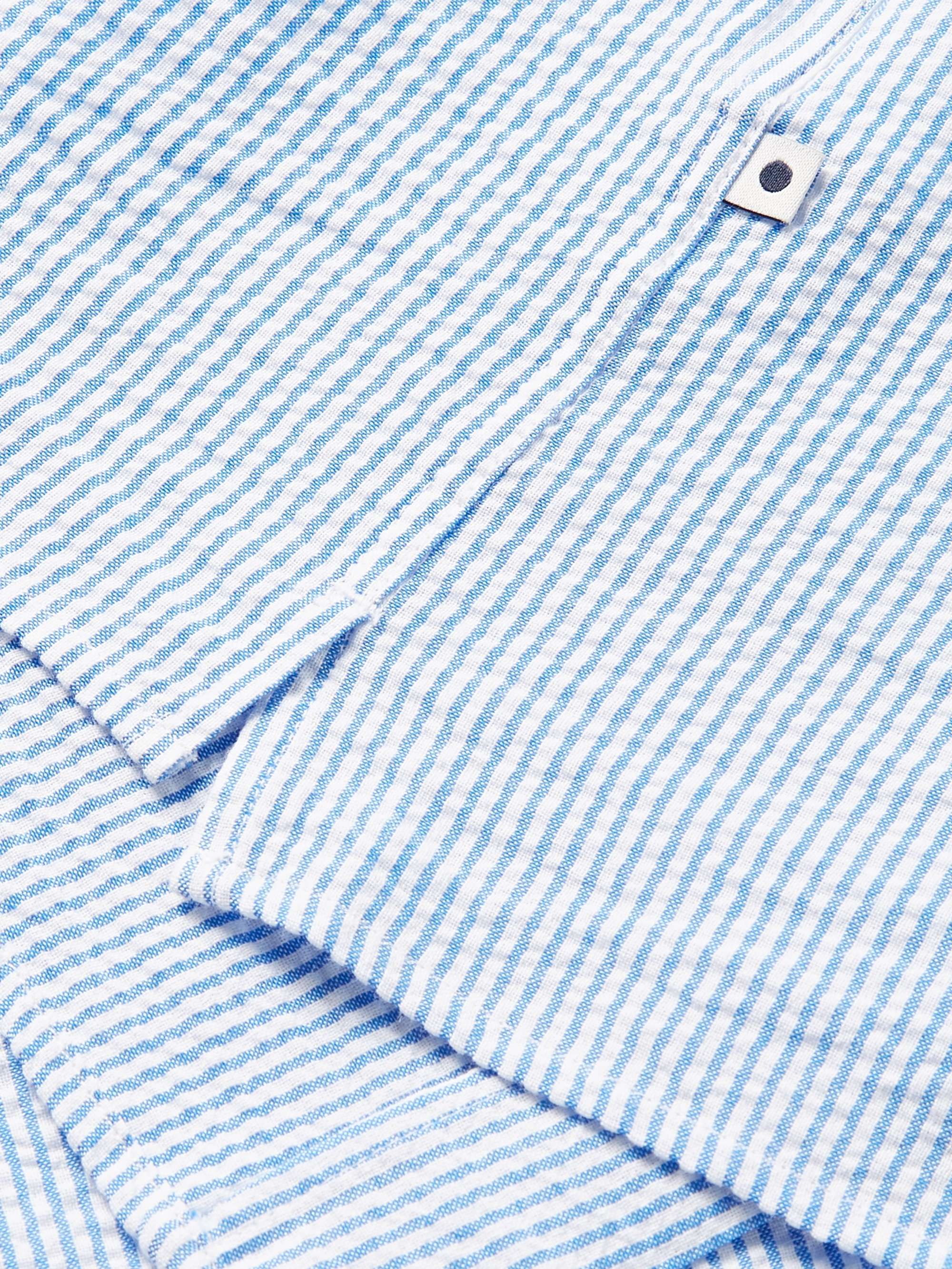 NN07 Miyagi Camp-Collar Striped Seersucker Shirt