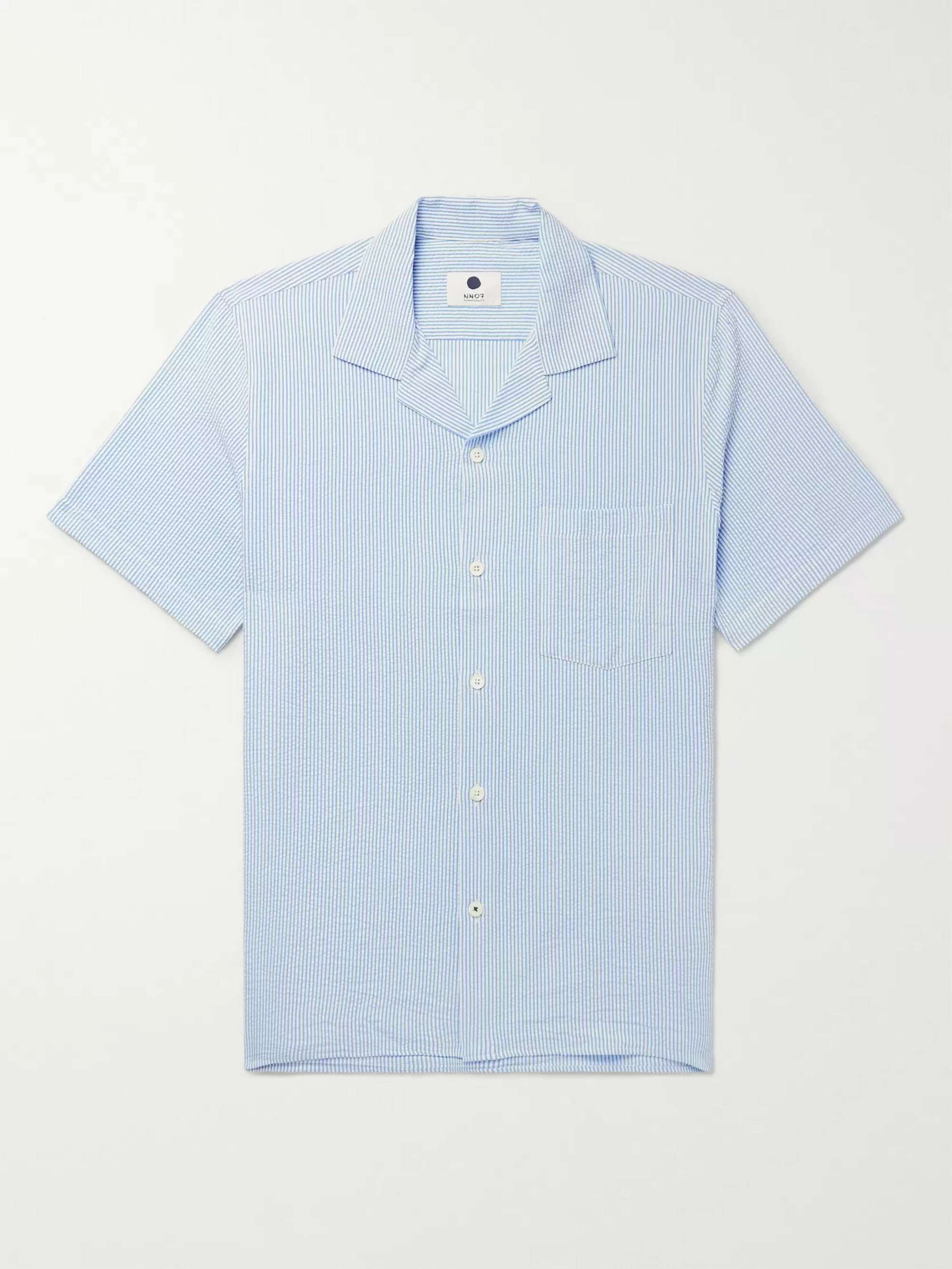 NN07 Miyagi Camp-Collar Striped Seersucker Shirt