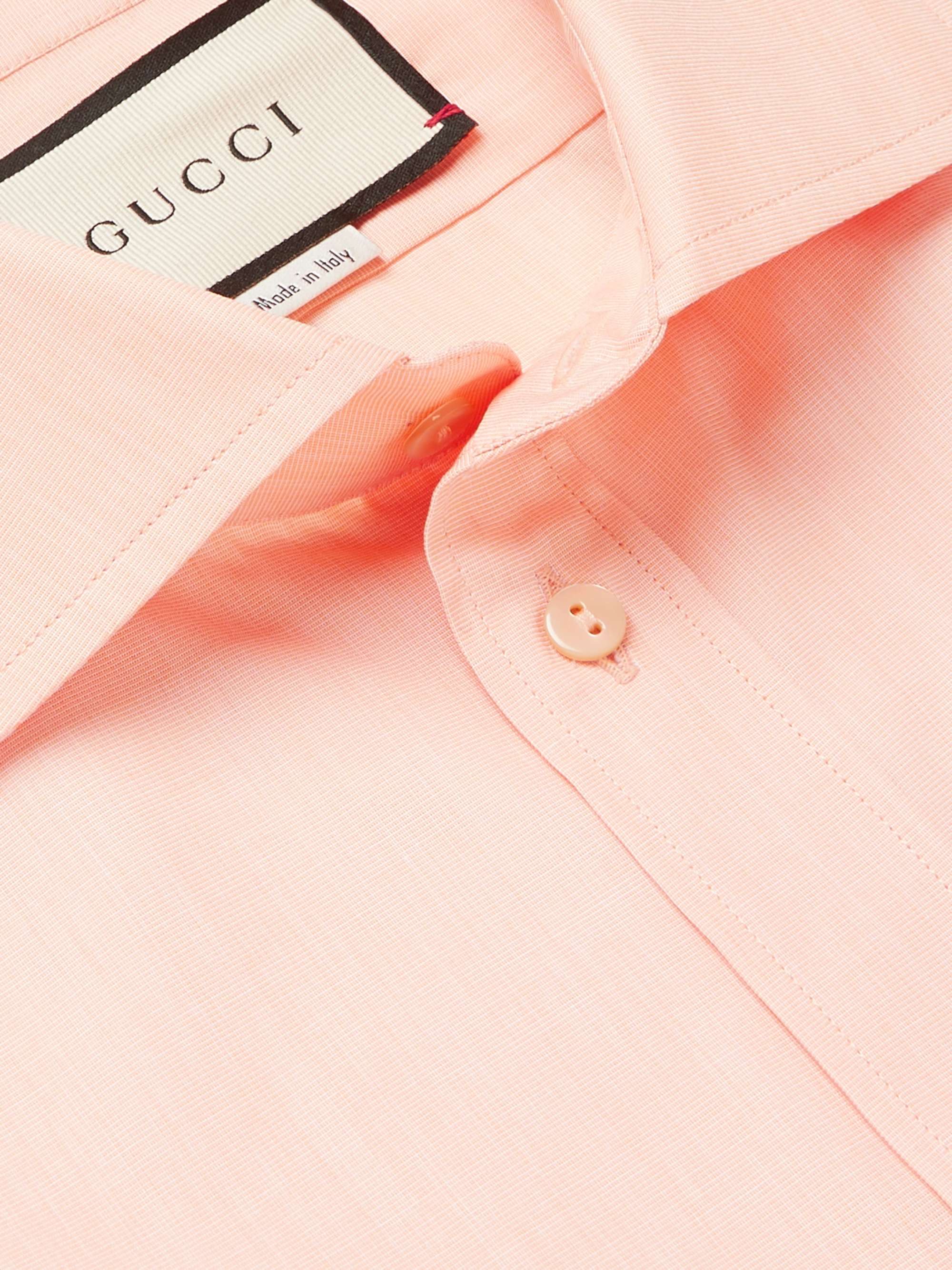 GUCCI Peach Cutaway-Collar Cotton-Poplin Shirt