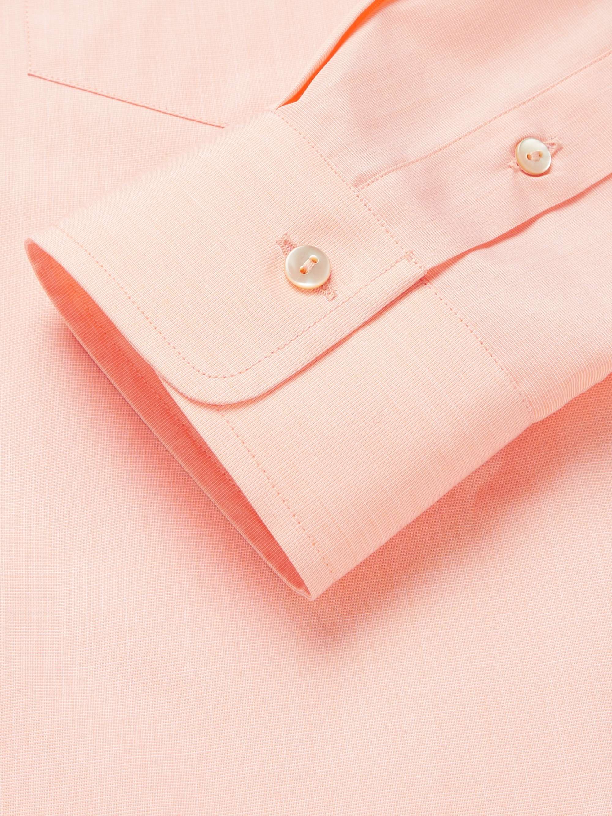 GUCCI Peach Cutaway-Collar Cotton-Poplin Shirt