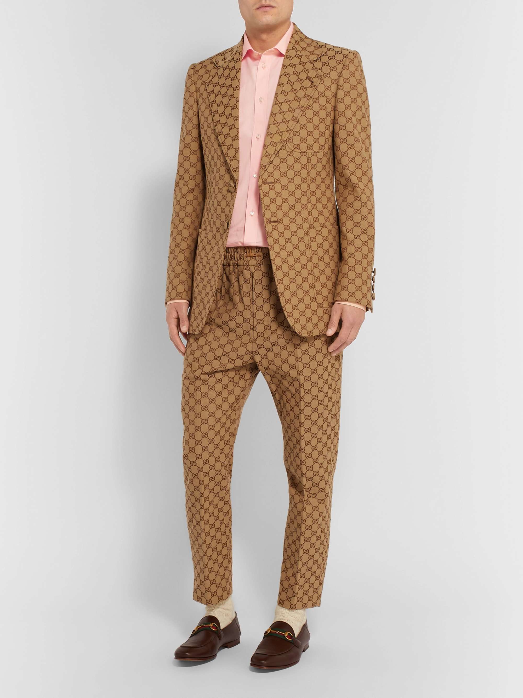 GUCCI Peach Cutaway-Collar Cotton-Poplin Shirt