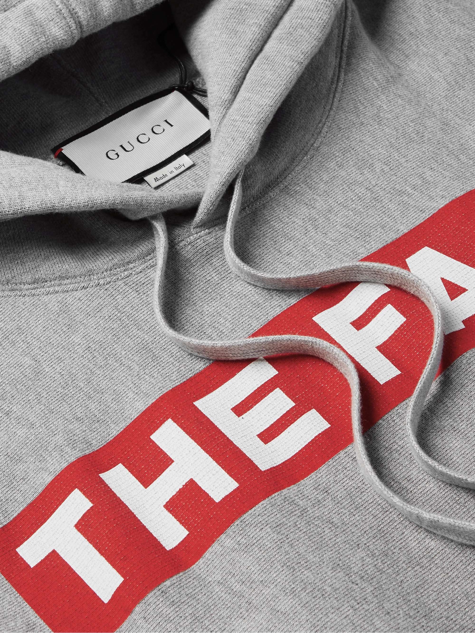 GUCCI + The Face Oversized Logo-Print Mélange Loopback Cotton-Jersey Hoodie