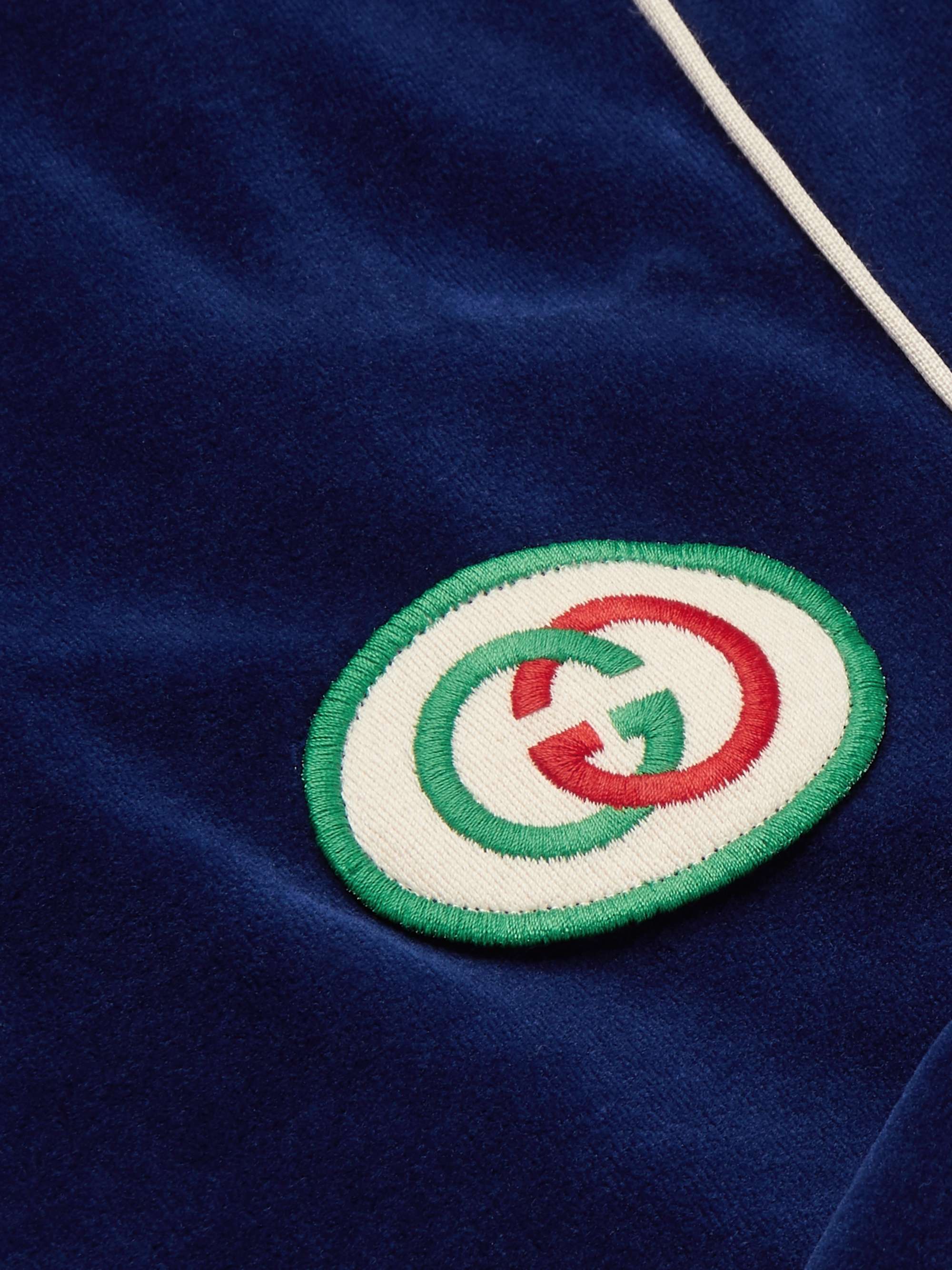 GUCCI Oversized Logo-Appliquéd Webbing-Trimmed Piped Velvet Track Jacket